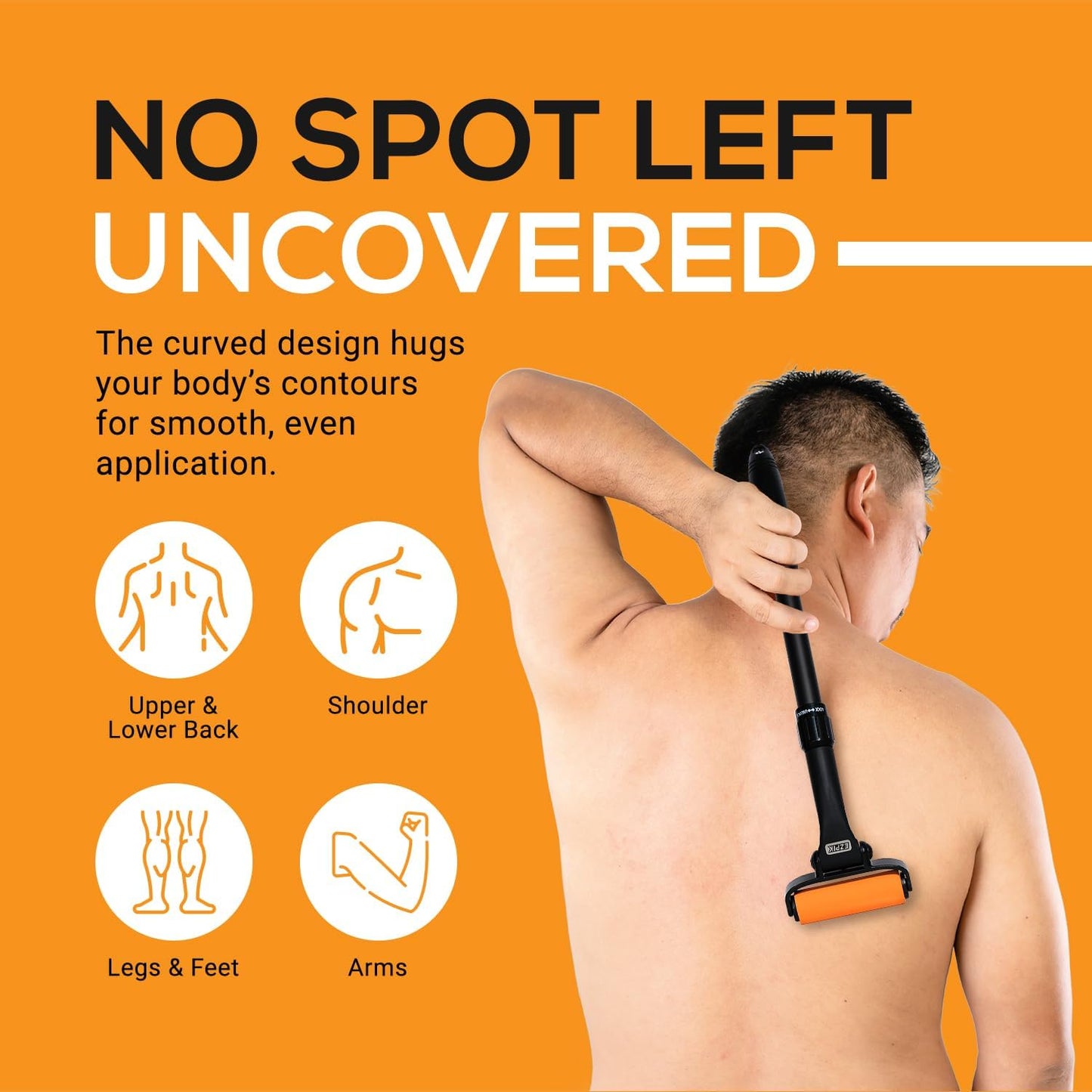 EZPIK Lotion Applicator for Back, Extendable up to 23" - Curved Design Back Lotion Applicator for Elderly/Seniors with Limited Mobility, Lotion Stick & Sunscreen Applicator for Skin Cream, Oils & More