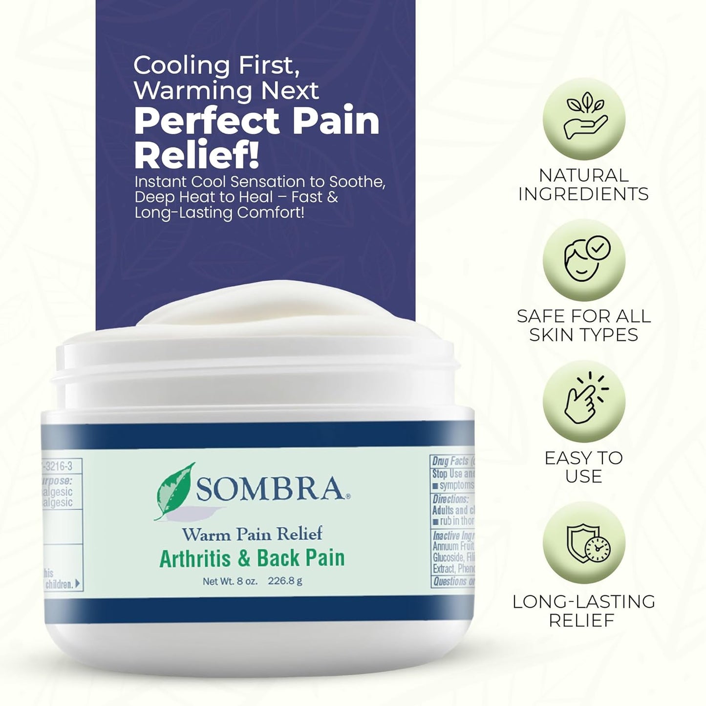 Sombra Warm Pain Relief Gel, Warm Relief for Arthritis and Chronic Pain Pre-Workout Muscle Rub Vegan Formula Free of Artificial Fragrances, Dyes, NSAIDs, Wax, Petroleum, Alcohol - 8oz (2 Pack)
