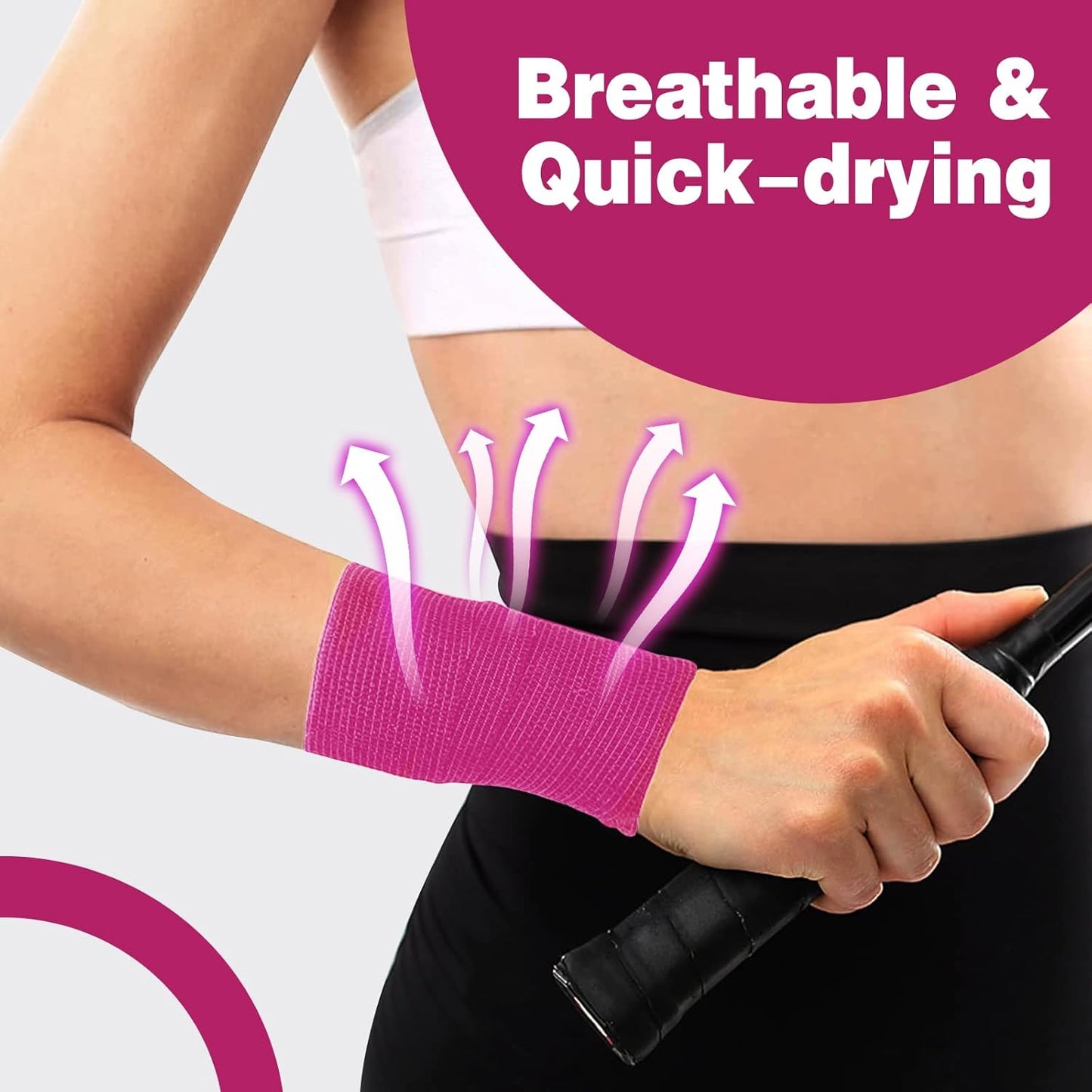 AZEN 16 Pack Self Adhesive Bandage Wrap Pink, 2" X 5 Yards Elastic Cohesive Bandage Wrap, Athletic Tape, Vet Wrap, Ankle Tape, Tattoo Grip Tape Wrap (Pink)