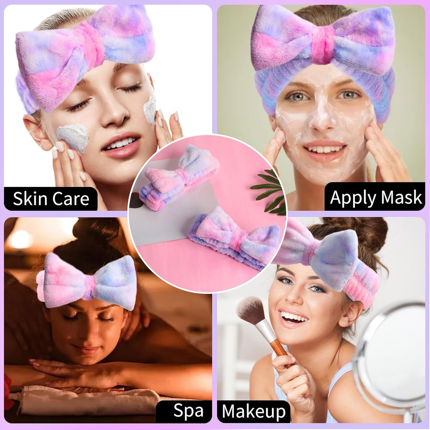 YGQQIY Headband for Washing Face, Girls Makeup&Skincare Headband, Microfiber Elastic Face Wash Headbands to Skincare Spa Shower,2pcs