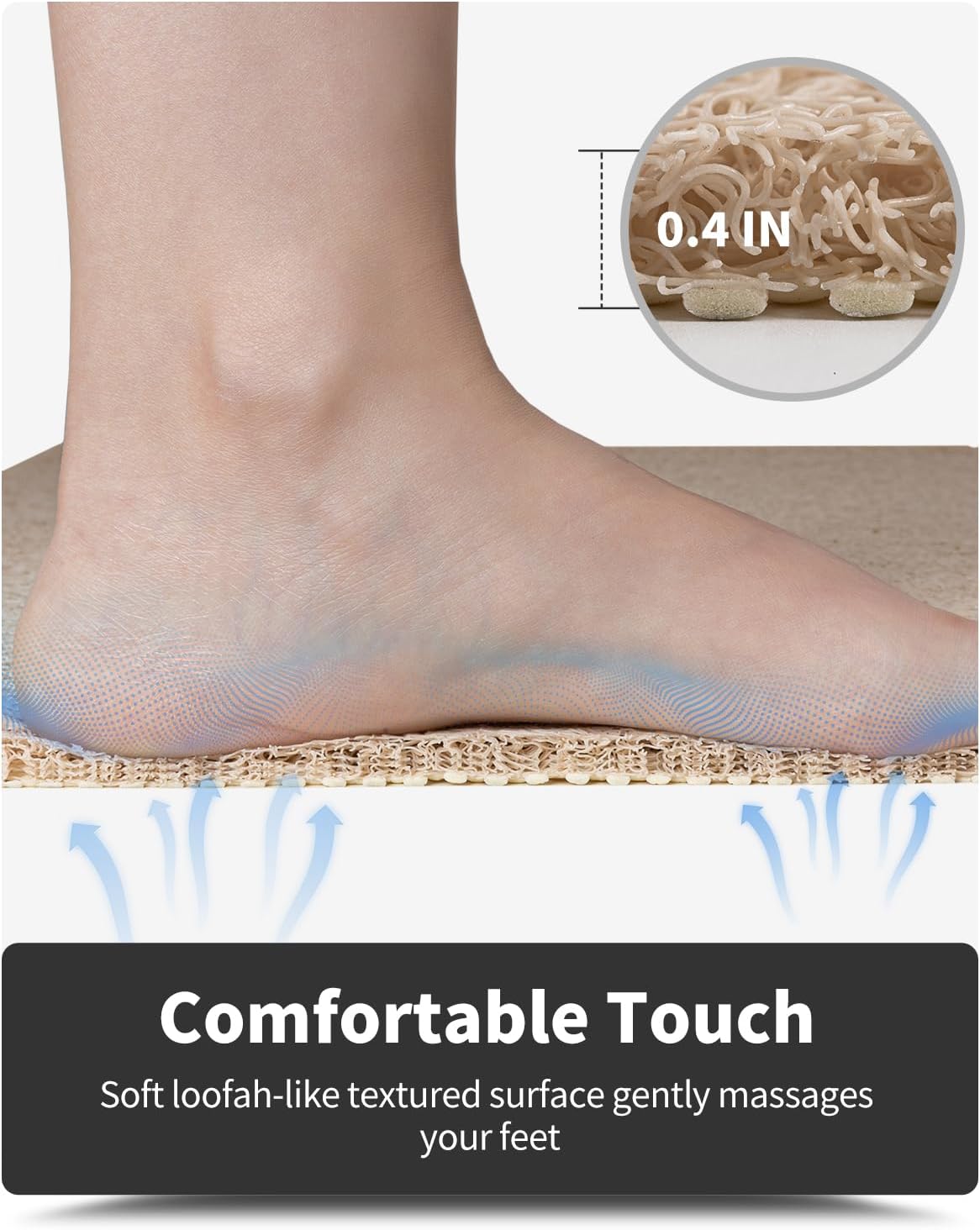 Non-Slip Bathtub Mat, 17x 30 Inch, Shower Mats for Bath Tub, PVC Loofah Bathroom Mats for Wet Areas, Quick Drying