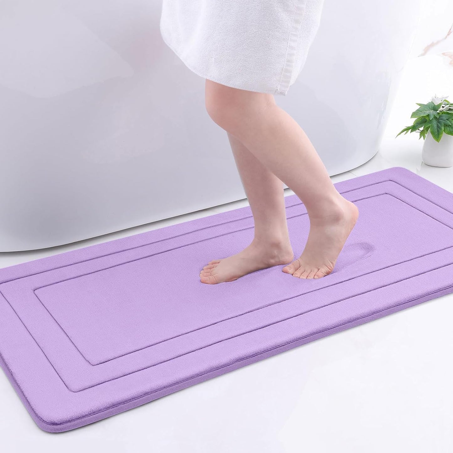 Arotive Memory Foam Bathroom Rug Mat 47x17, Ultra Soft and Absorbent Bath Mat, Machine Wash Dry, Comfortable Bath Rug Carpet for Bathroom Floor, Tub and Shower, Lavender