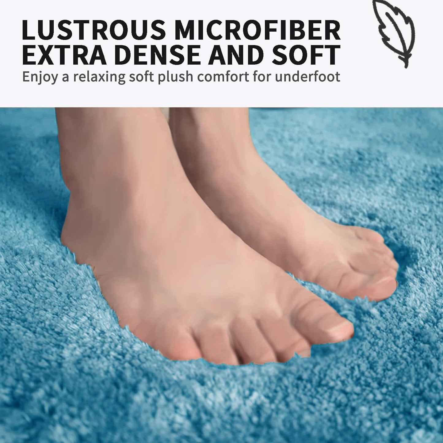 FIFU Bathroom Runner Rug 24" W x 48" L, Bath Mats for Bathroom, Bedroom & Kitchen, Non-Slip Rubber Latex Backing, Comfort & Soft Shower Bathmat & Carpet for Sink, Home & Hallways, Sky Blue