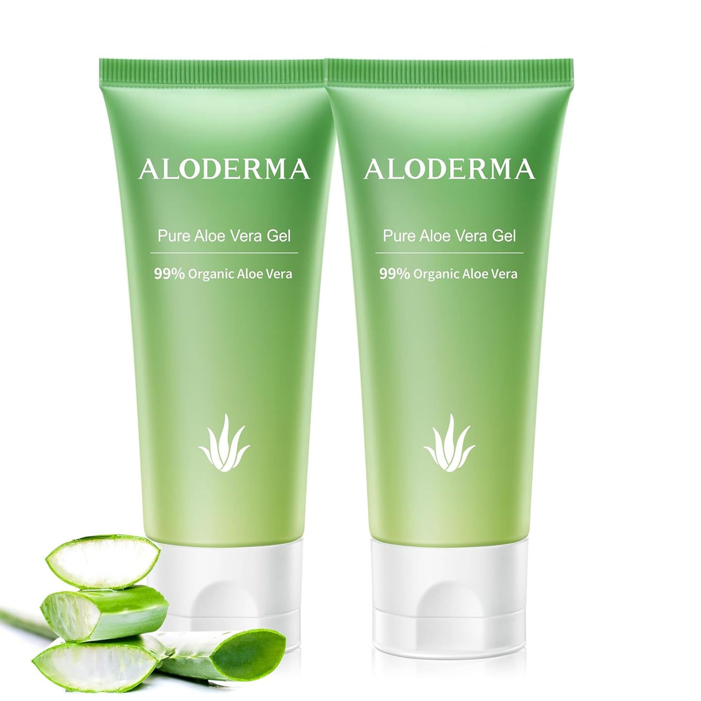 Aloderma 99% Organic Aloe Vera Gel for Face Made within 12 Hours of Harvest, Natural Hydrating Pure Aloe Vera for Soothing Skincare, Moisturizing Aloe Gel for Skin, Face, Sensitive Skin, 4oz - 2ct