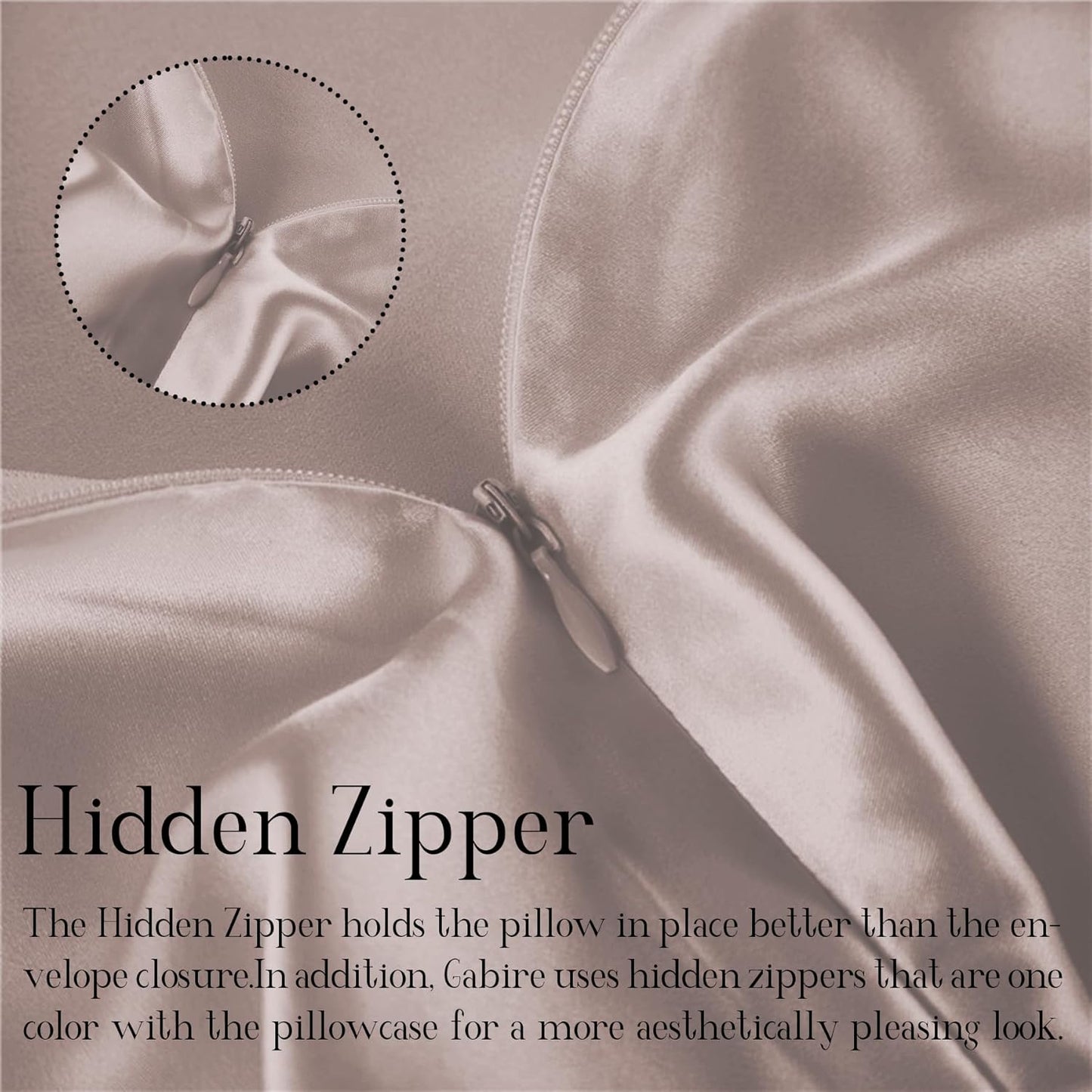 Mulberry Silk Pillowcase for Hair and Skin Prevent Acne Pillow Cases Both Sides Real Silk Pillowcases Organic Silk Pillowcase with Hidden Zipper, Apricot Grey, King (20"×36")