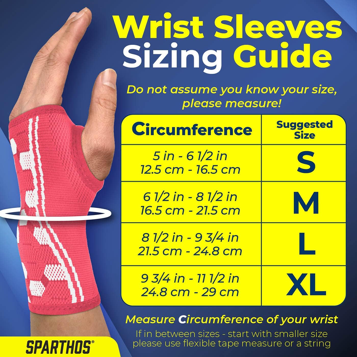 Sparthos Wrist Support Sleeves (Pair) – Medical Compression for Carpal Tunnel and Wrist Pain Relief – Wrist Brace for Men and Women – Made from Innovative Breathable Elastic Blend