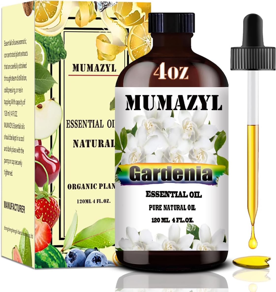 Gardenia Essential Oil, Gardenia Oil 4 Fl Oz 120ML for Diffuser Humidifier Yoga Cleaning DIY Candle Soap Making Essential Oils