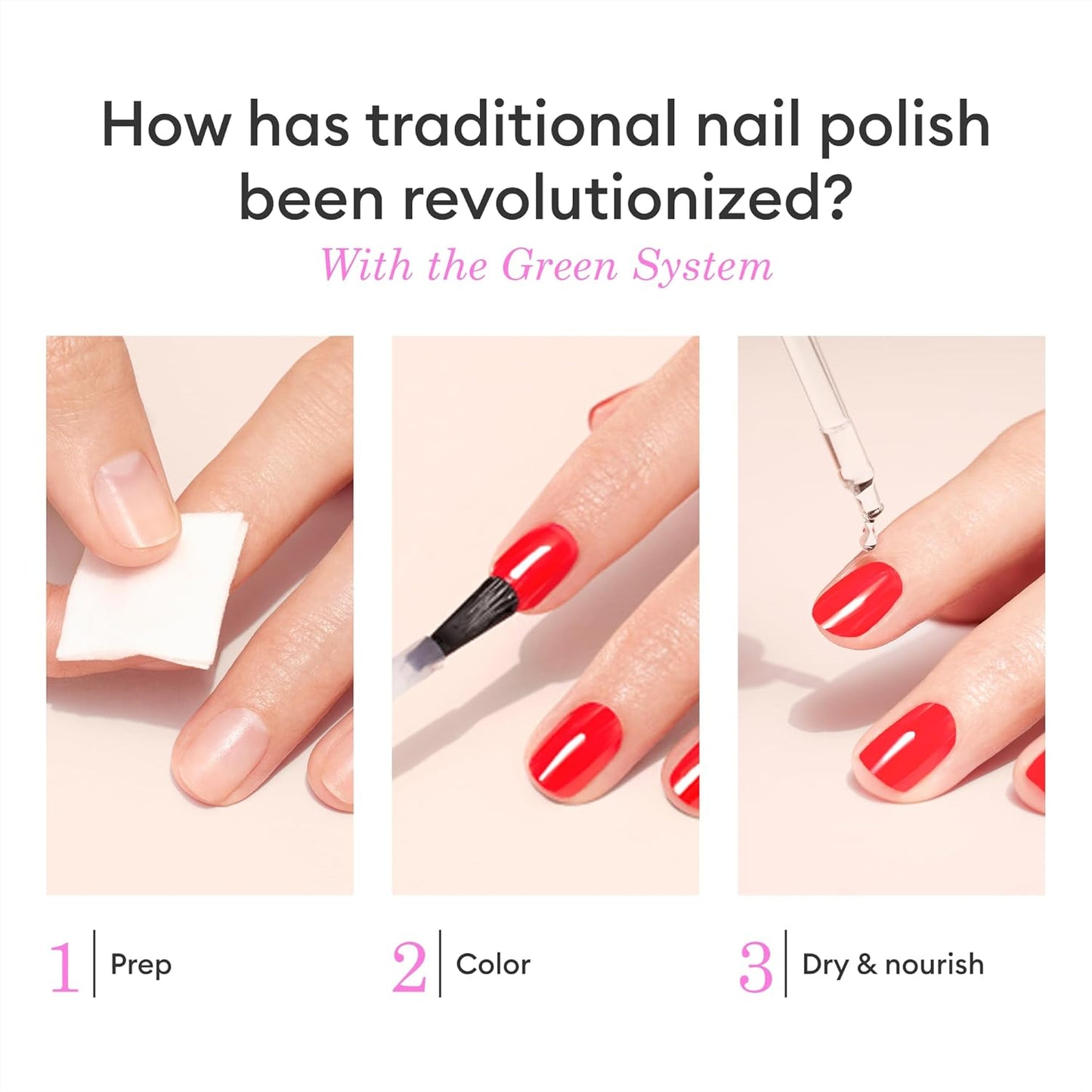 Manucurist Green™ System Holiday Gift Set with Plum - Professional Vegan Plant-Based Manicure Kit: 1 Degreaser, 1 Base Coat, 1 Nail Polish Dark Wine, 1 Top Coat, Dried Drops- Christmas Gifts for Women