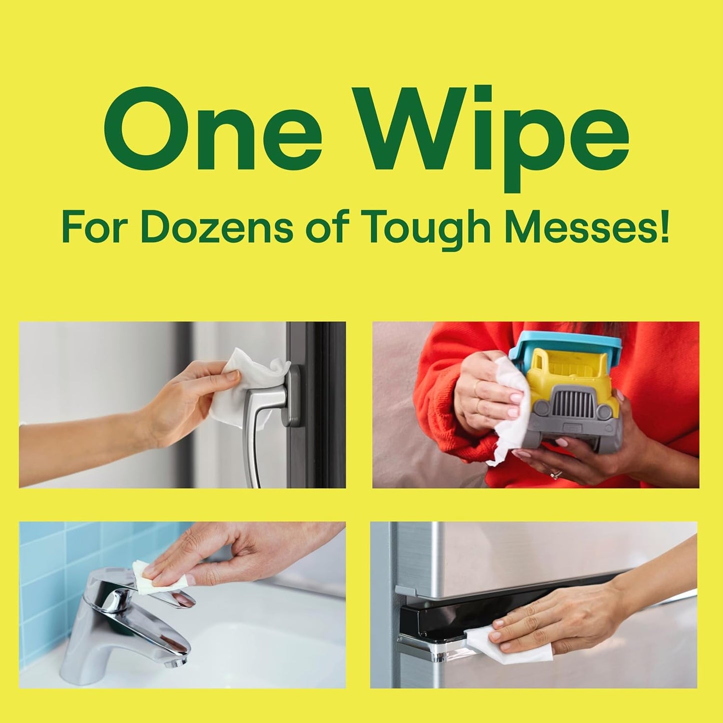 Seventh Generation Multi Surface Wipes, Pack of 3, for all purpose cleaning, lemon zest scent with 100% essential oils and botanical ingredients, 70 ct each