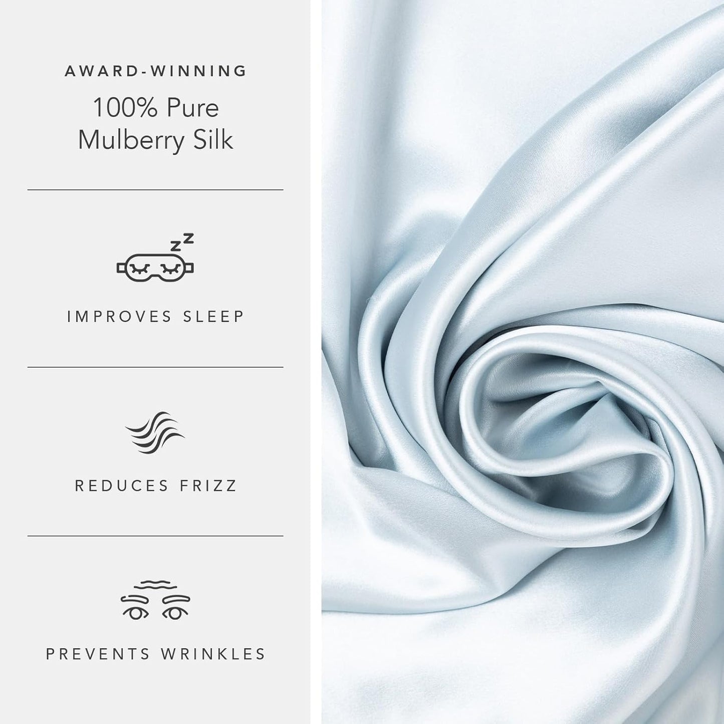 Fishers Finery 30mm 100% Pure Mulberry Silk Pillowcase, Quality Tested (Blue, King)