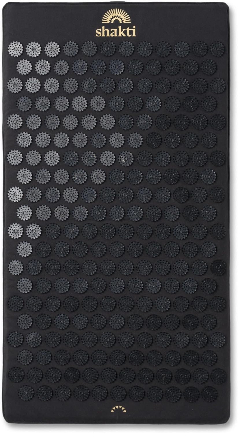 ShaktiMat Premium Acupressure Mat, Level 1 Intensity in Shakti Black, Massage Muscles, Aid Sleep & Unlock Inner Tension | Similar to Acupuncture | FSA/HSA Eligible | Organic Cotton Certified