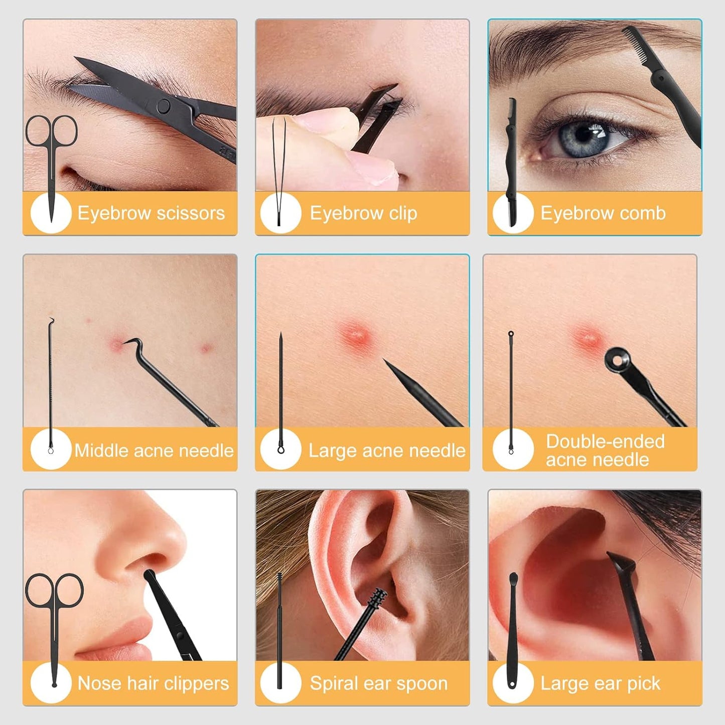 Manicure Set Pedicure Kit Womens Nail Clippers Set 32 in 1 Professional Grooming Care Tools Nail Kit Including Facial, Fingernails and Toenails Care with Travel Case Women (White/Black_32 in 1)