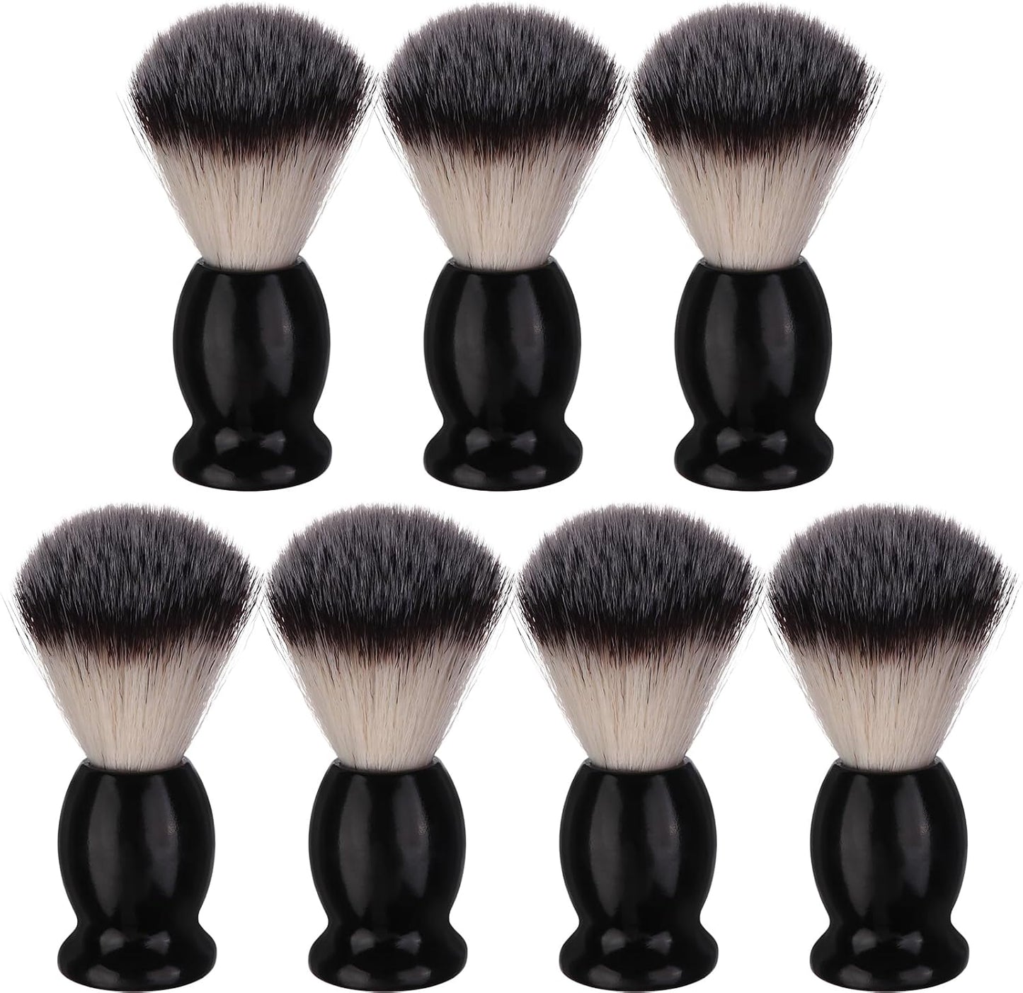 7Pcs Men Shaving Brush Wood Handle, Professional Salon Tools Hand Crafted Shaving Brush Wood Handle Black Wood Handle Shave Brushes Handmade Nylon Hair Brush for Men