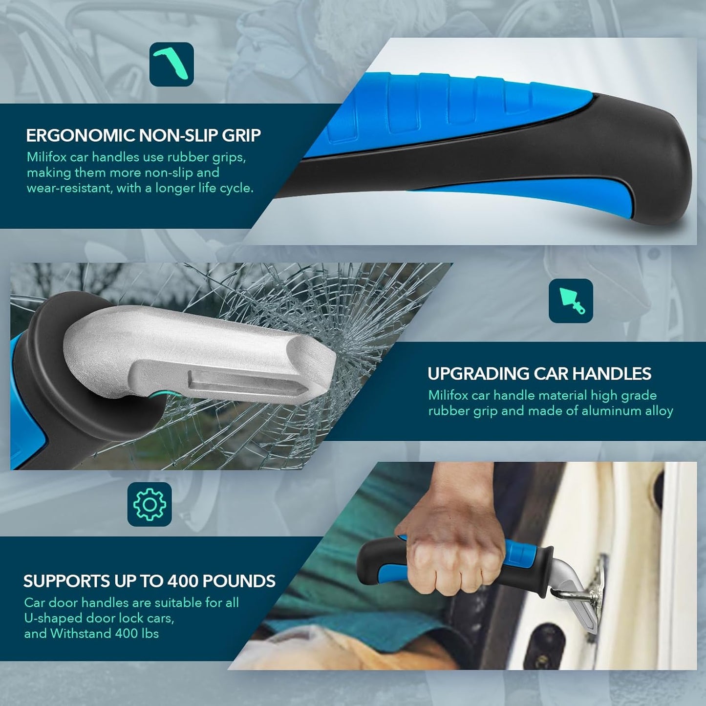 Car Door Handle for Elderly Car Handle Assist Support, Portable Auto Grab Handles for Handicap Seniors, Black and Blue 2 Pcs