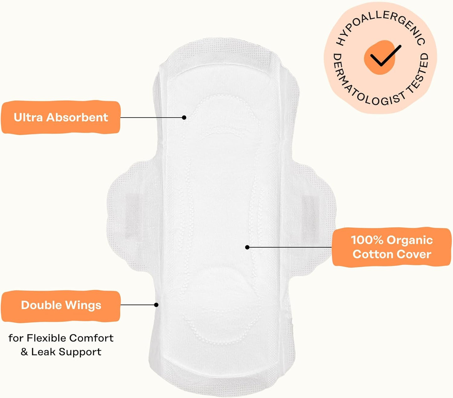 The Honey Pot Company - 80ct - Non-Herbal Heavy Panty Liners for Women w/Wings - Organic Cotton Cover & Ultra-Absorbent Core - Sanitary Pads - Feminine Care