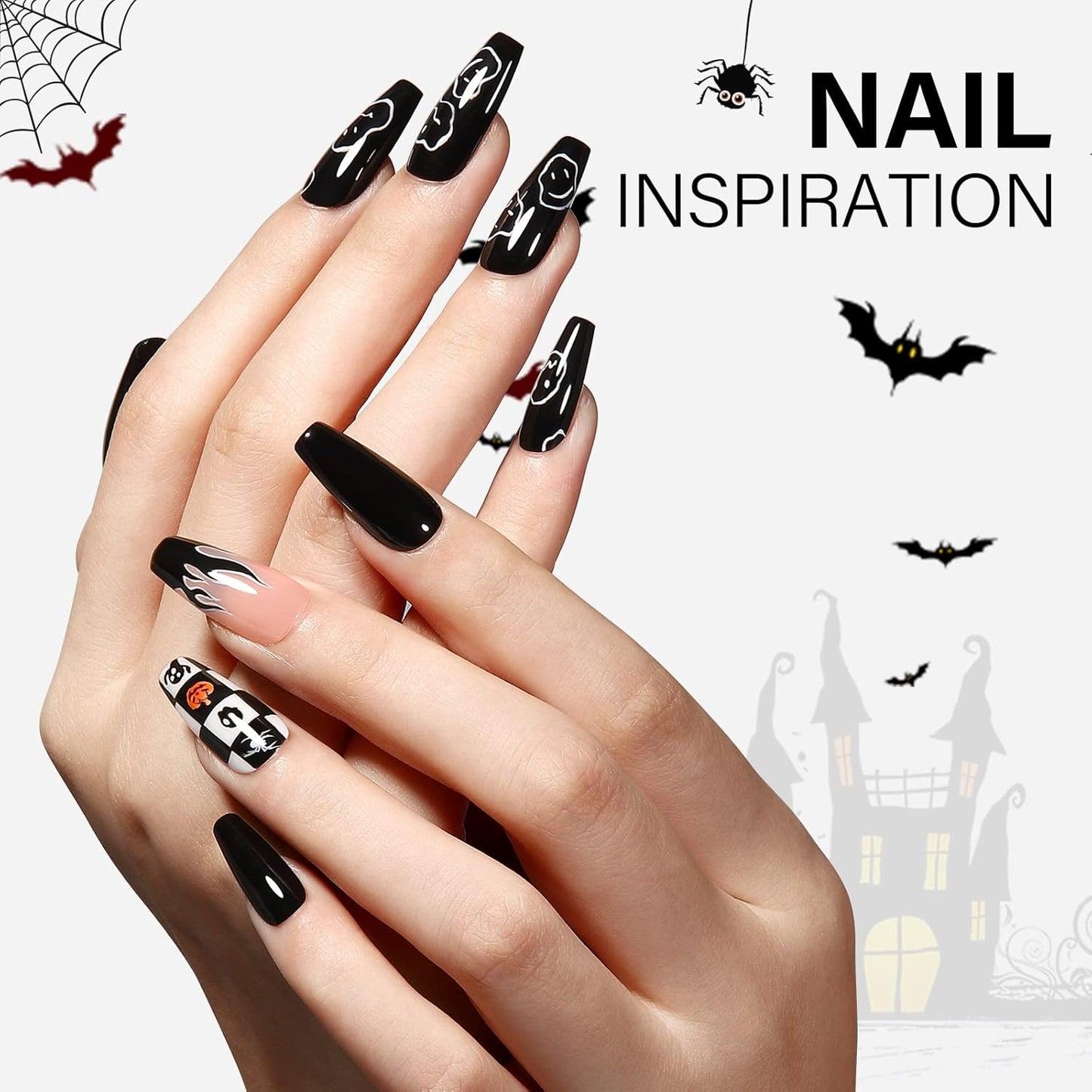 AILLSA Black Gel Nail Polish Coal Color Gel Polish Long Lasting Pure Dark Opaque Nail Polish High Glossy Soak Off U V Gels Nails Ink Black Gels Polish for Nail Art & Home Salon 0.51 Fl Oz