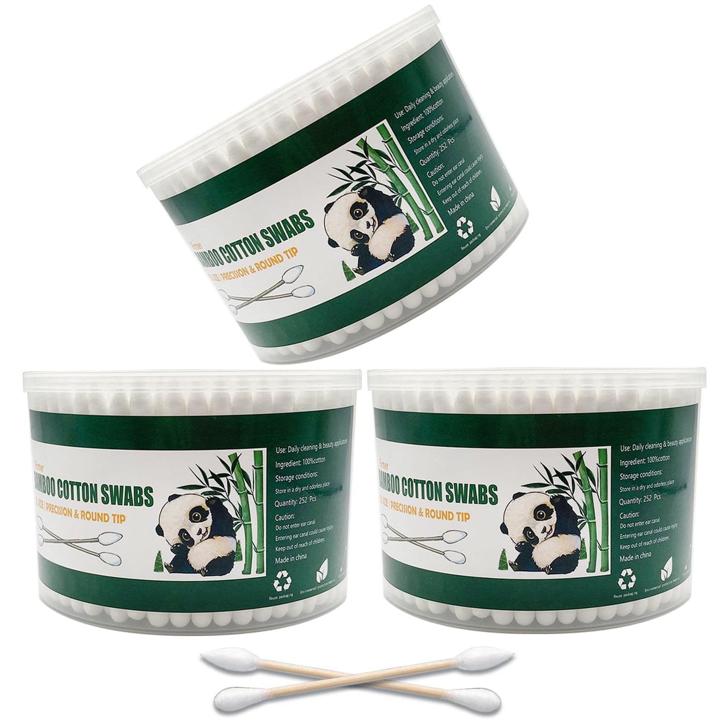 Thick Cotton Swabs,XL Size Natural Bamboo Cotton Buds,Precision & Round Tip 756pcs