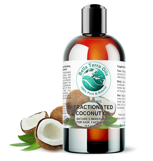Bella Terra Oils - Liquid Organic Fractionated Coconut Oil 16oz - The Ideal Mix of MCTs & Fatty Acids, A Lustrous Elixir for Daily Skin Care