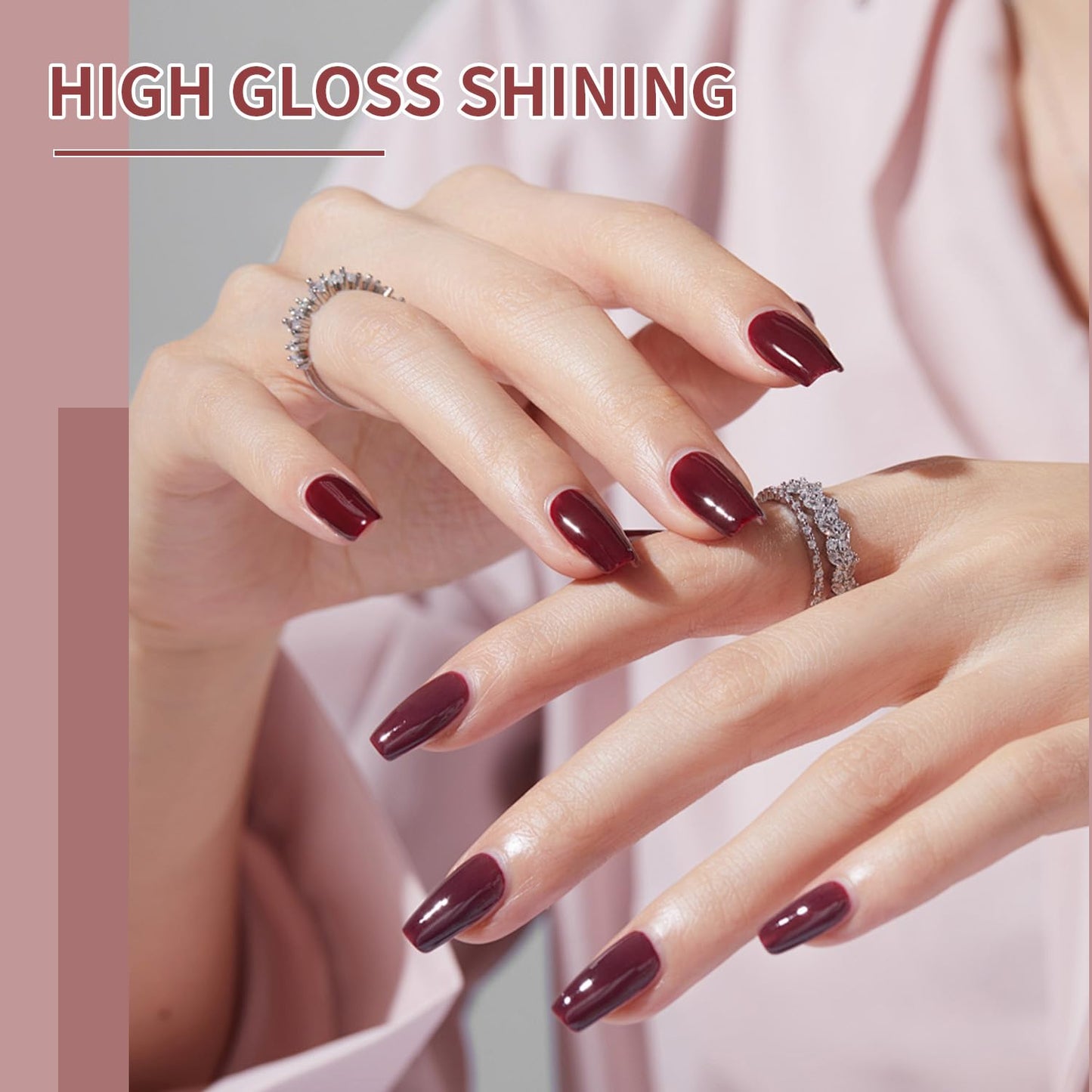 JODSONE 10ml Nude Pink Gel Nail Polish Set 6Colors Long Lasting Neutral Brown Red Purple Nail Polish Lacquer Glossy Art for Nail and Salon Need U V Lamp