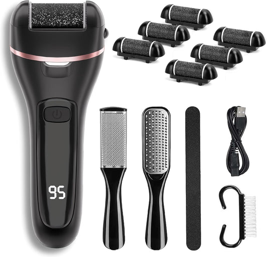 Electric Callus Remover for Feet with 6 Roller Heads 2 Speed Rechargeable Waterproof Foot File Pedicure Kit Foot Spa Products