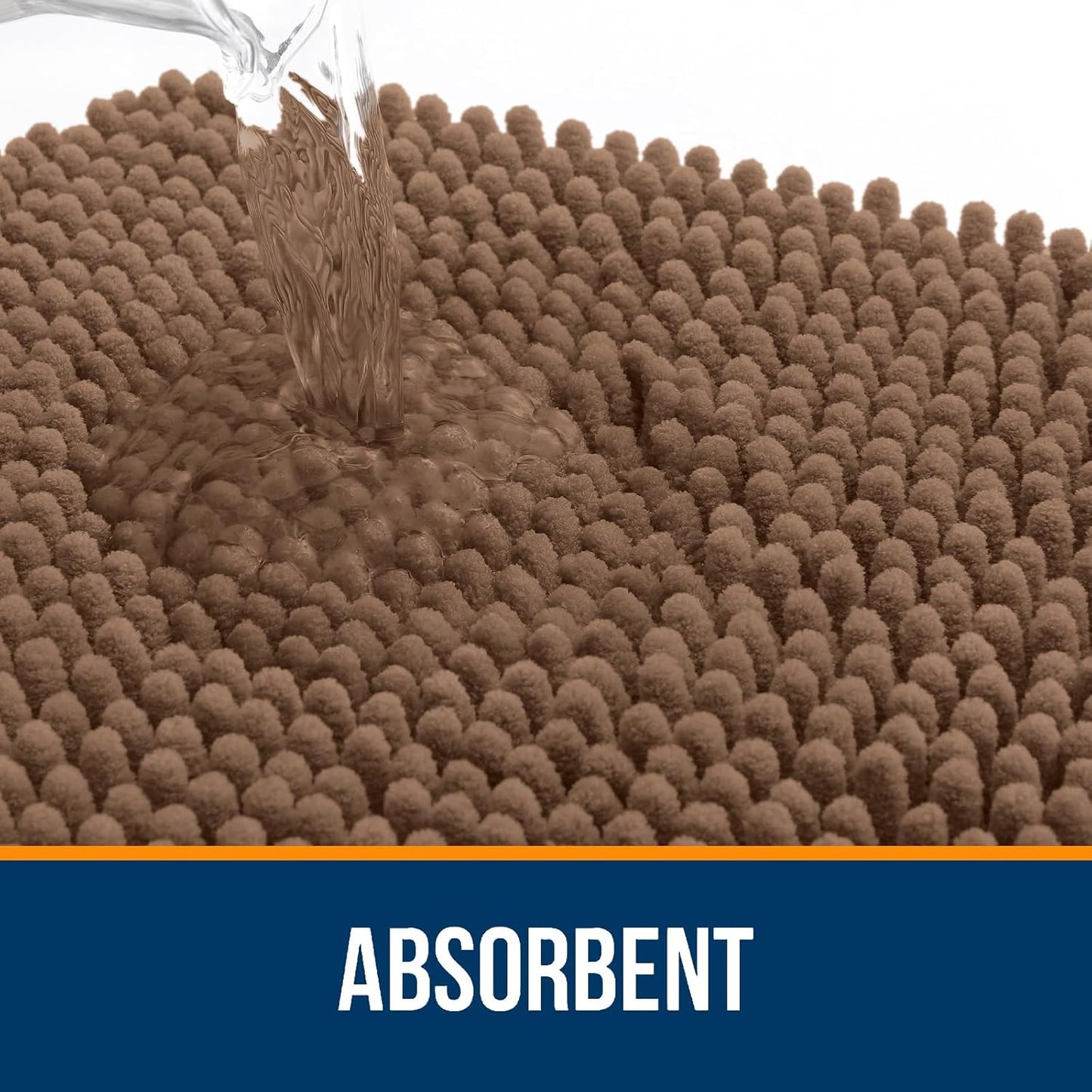 OLANLY Bathroom Rugs 44x24, Extra Soft Absorbent Chenille Bath Rugs, Rubber Backing Quick Dry, Machine Washable Bath Mats for Bathroom Floor, Tub and Shower, Home Decor Accessories, Mocha