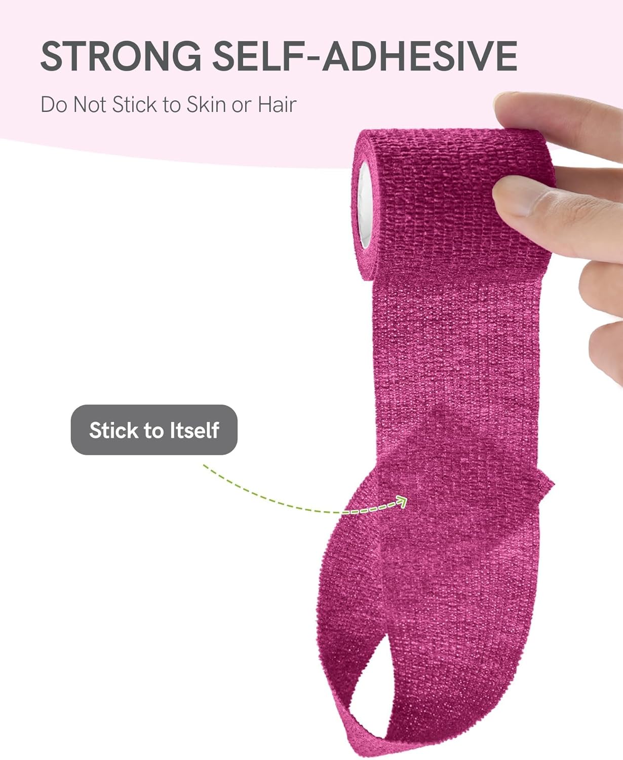 FriCARE Self Adhesive Bandage Wrap, Medical Tape in First Aid Kit, Cohesive Bandages for Wounds Sport Vet, 2 Inches X 5 Yards 6 Rolls, Magenta