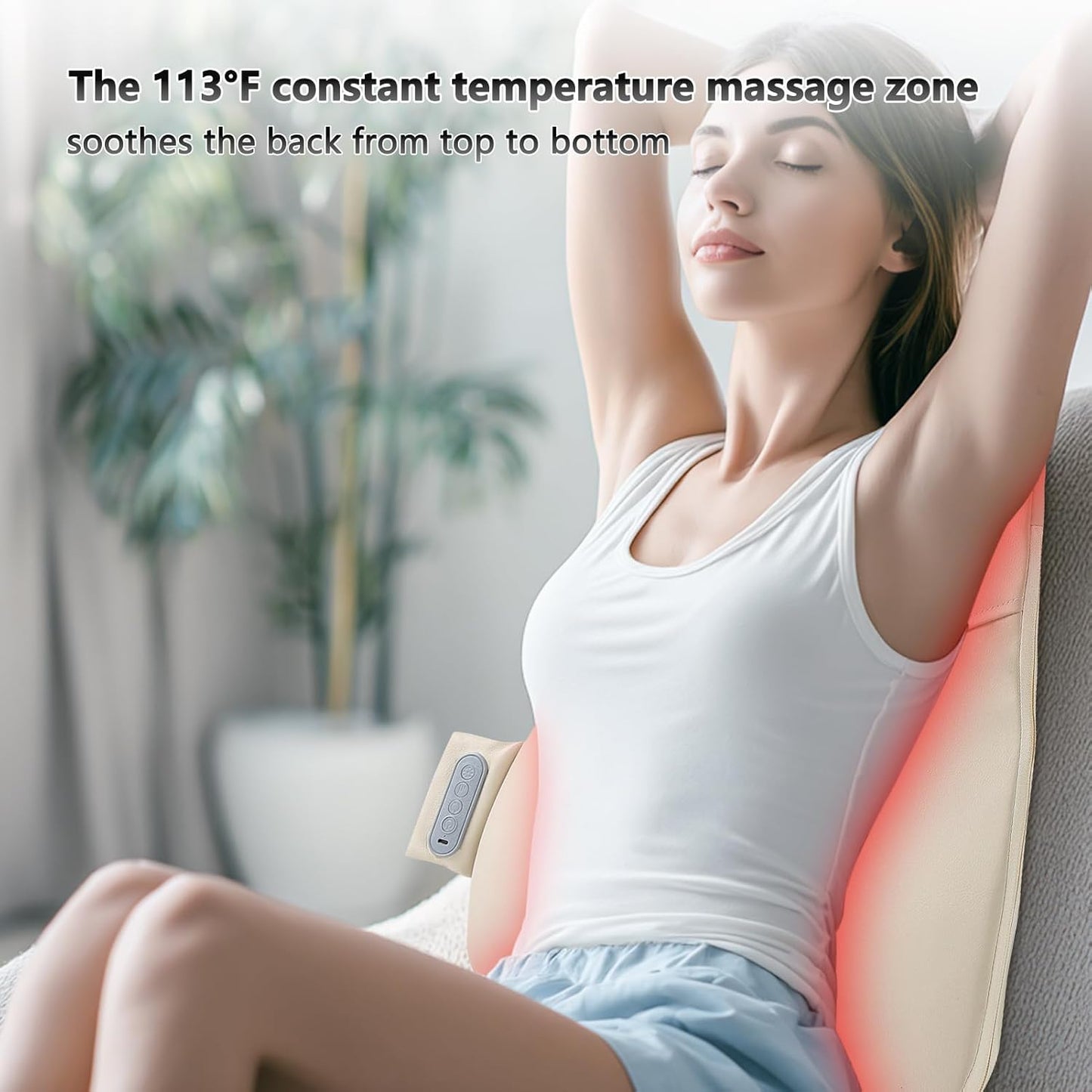 Back Massager for Pain Relief Deep Tissue, Ultrathin Rolling Up and Down Full Back Massage with Heat, 4D Shiatsu Kneading, Shoulder Massager, Extended Widened Design for Home, Office, Car Use, Grey