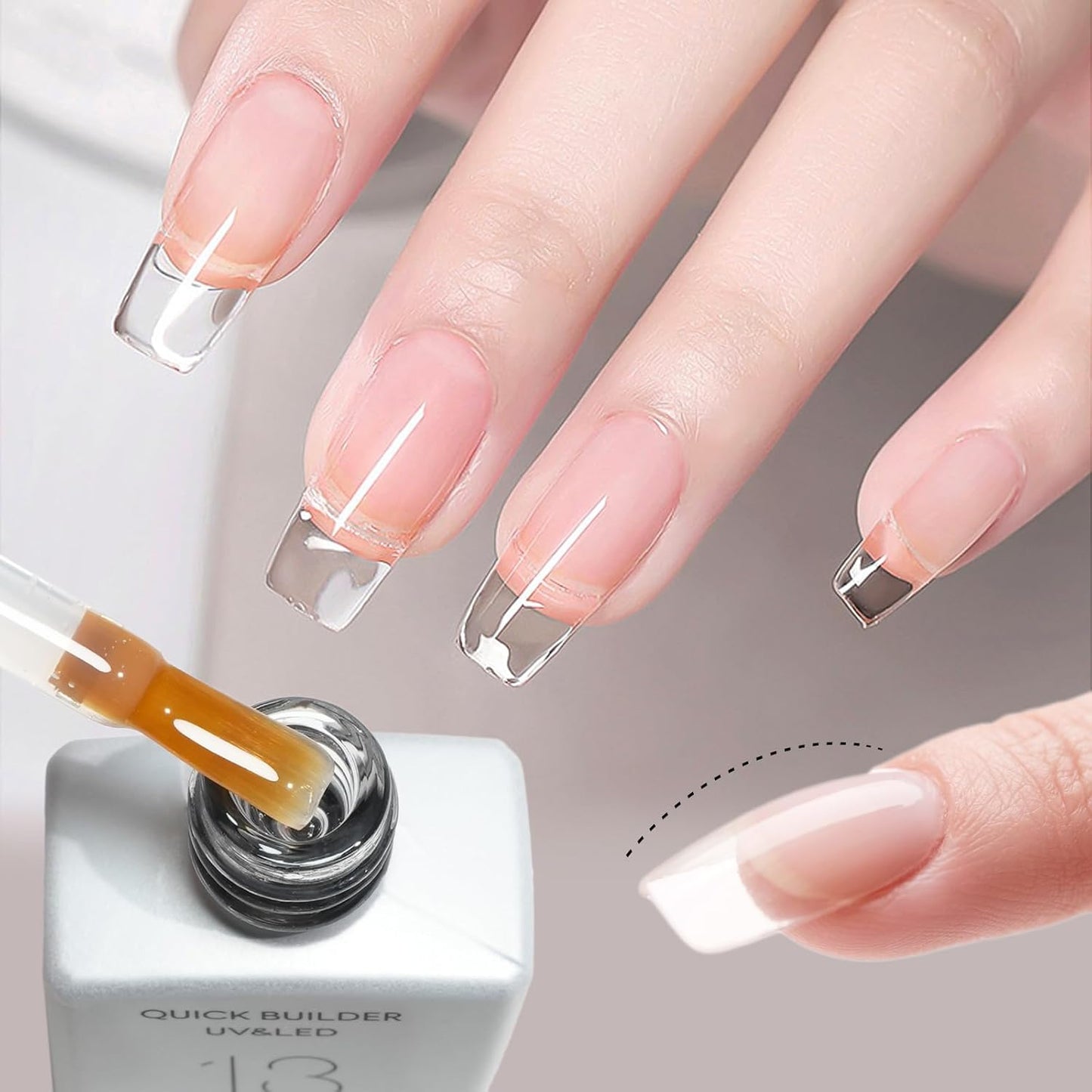 CANNI 6 Pcs 9 Ml Clear Builder Nail Gel Polish Set- Milky White Neutral Nude Pink Colors Builder for Nails Strengthener Gel Thickening Extension for Beginners DIY Home Salon Manicure