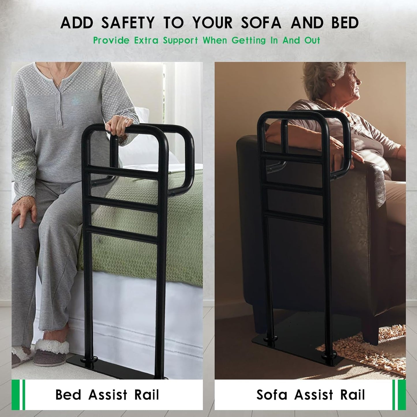 Couch Stand Assist for elderls, Sofa & Chair Stand Assist Rail, Heavy Duty Bed Assist Rail with Non-Slip Covers. Suitable for Seniors and Other Relied On Persons.