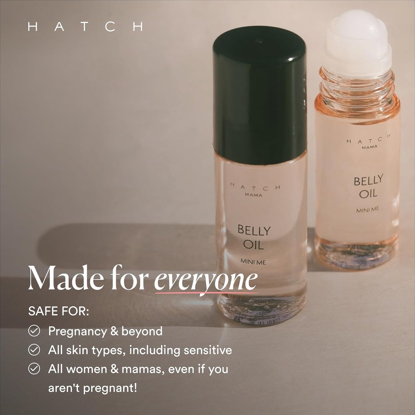 HATCH Belly Oil, Pregnancy & Postpartum Skincare for Stretch Marks, Quick-Drying for Full Body & Soothes Irritation, Plus Vegan, Clean & Plant-Based, 1 Fl Oz