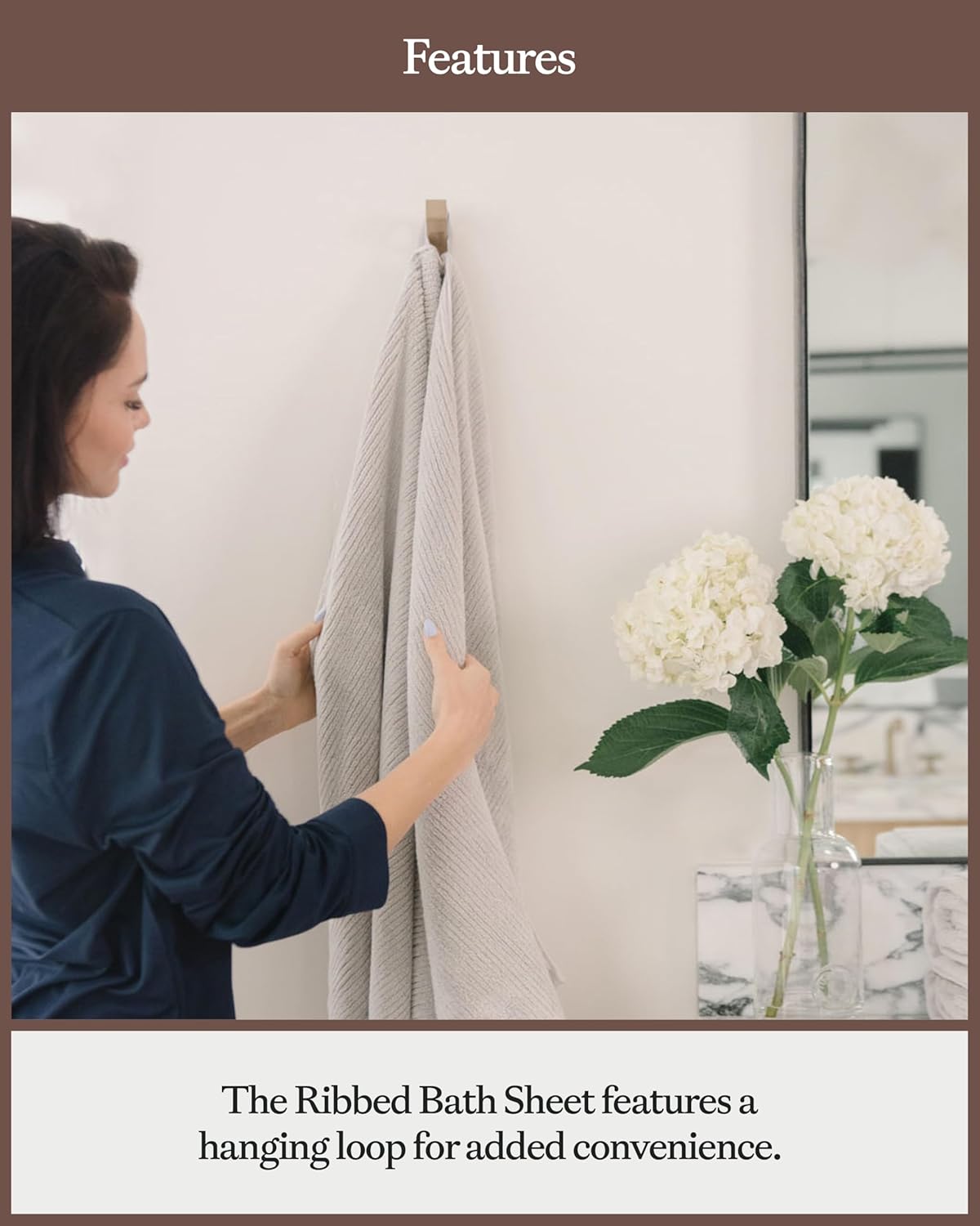 Cozy Earth Ribbed Bath Sheet Set - 60% Cotton 40% Viscose from Bamboo Bath Sheets - Soft & Absorbent Textured Ribbed Pattern - 2 Pack Light Grey