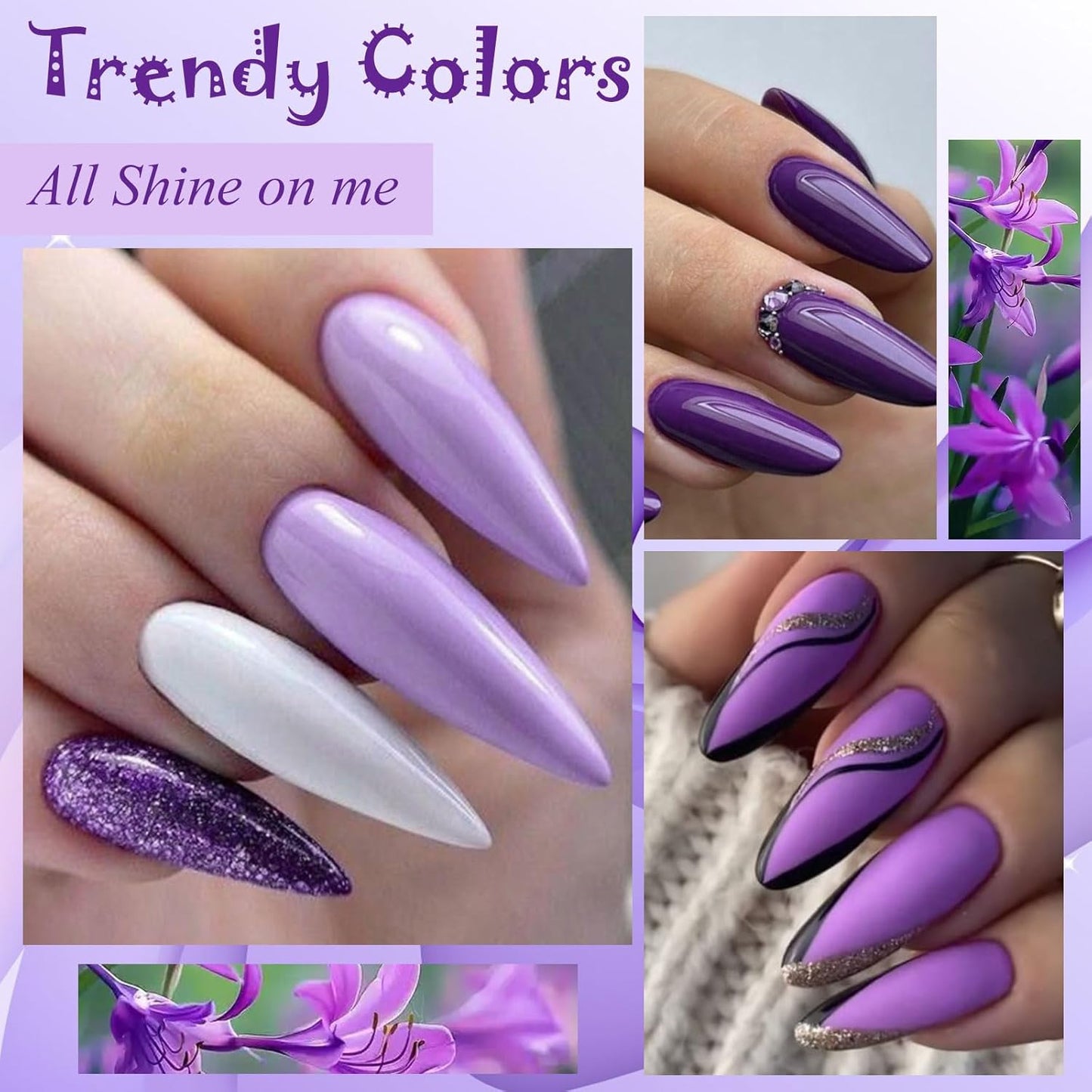 MEET ACROSS 9 Colors Gel Nail Polish + 3PCS Function Gel Nail Polish Kit,Fashion Nail Art Set Design Gifts for Women Manicure Salon (SET2, 12pcs)