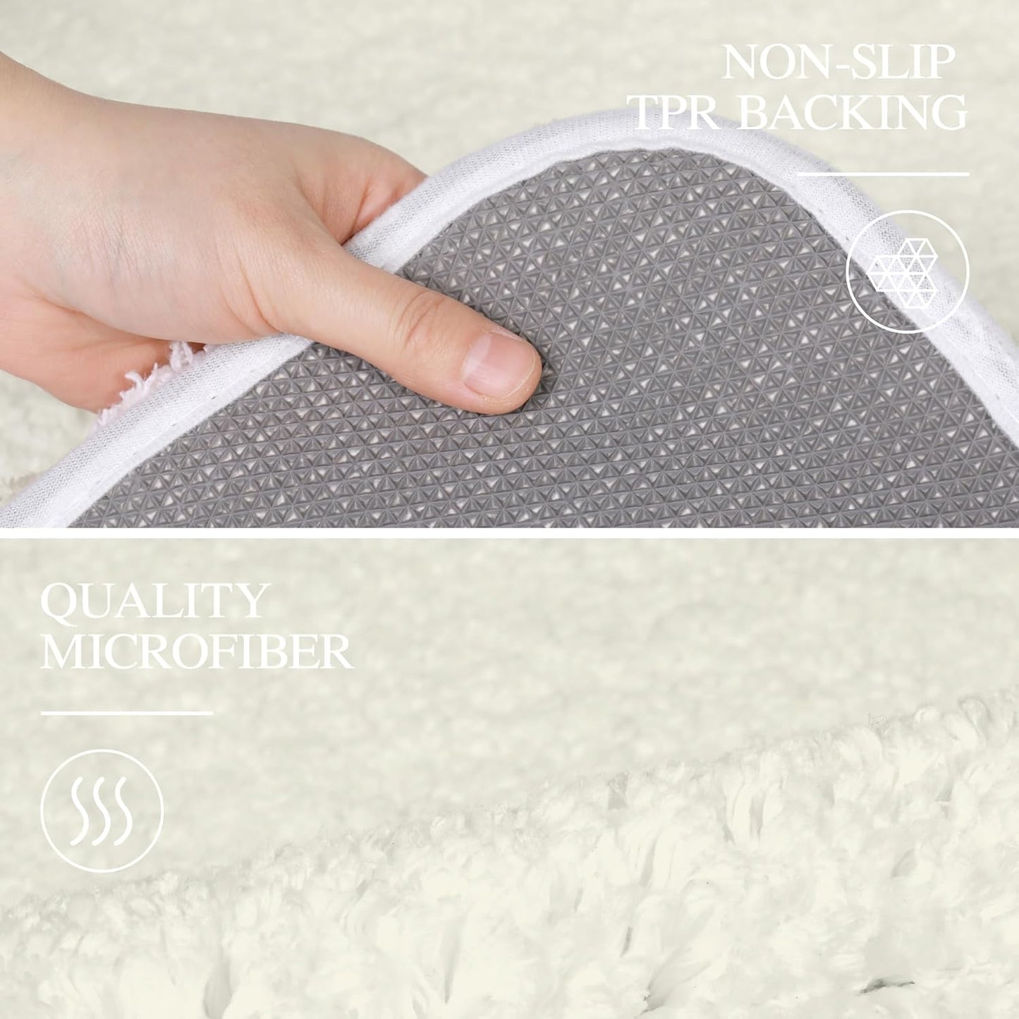 Walensee Large Bathroom Rug (24 x 60, Ivory) Extra Soft and Absorbent Shaggy Bath Mat Machine Washable Polyester Microfiber Non Slip Luxury Floor Mat