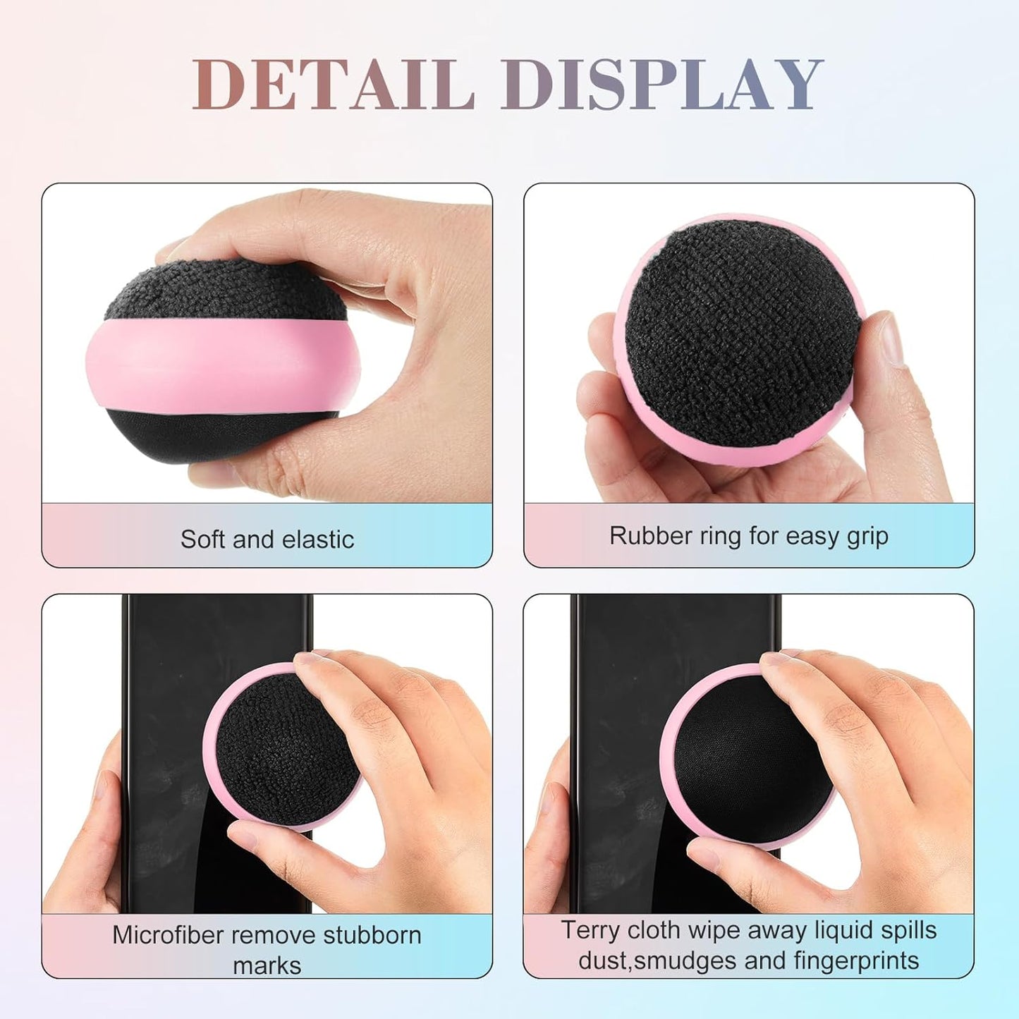 Suclain 4 Pack Christmas Touch Screen Cleaner Balls Phone Cleaning Ball Microfiber Touch Car Screen Glass Cleaner for Computer Laptop Phone Monitor(Pink)