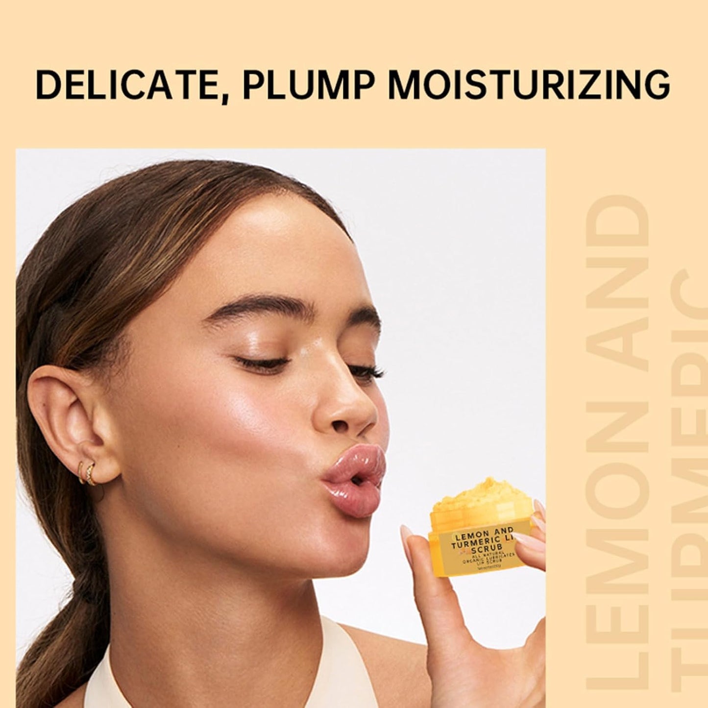 Turmeric Lemon Lip Scrub for Dark Lips, Exfoliating Lip Scrub with Aloe Vera, Scrub & Nourish Sugar Lip Scrub, Natural Scrub & Turmeric Lip Scrub and Balm for Dry, Chapped, Reduce Fine Lines Lip