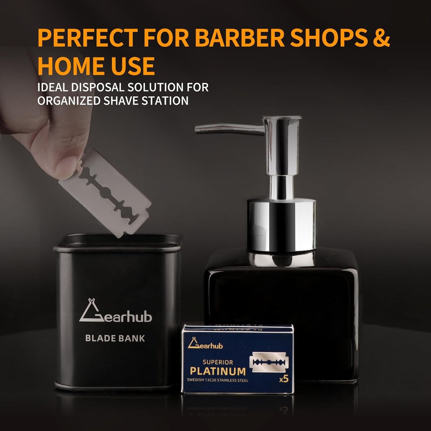 Gearhub Blade Bank Safely Store Used Safety Razor Blades Large Capacity Disposal for Barber Shops & Personal Use Sealed Design Holds 300+ Blades, Compact & Durable