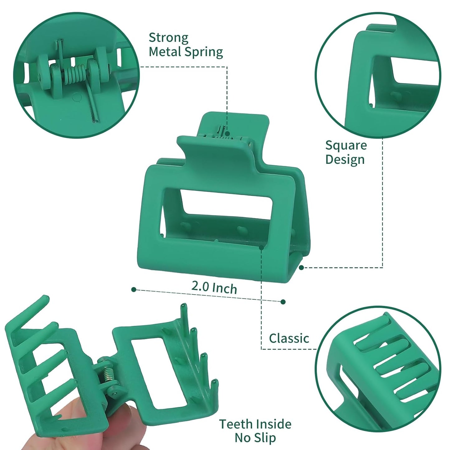 2 Inch Medium Hair Claw Clips 12 Pcs Square Hair Clips for Thin Hair Matte Nonslip Acrylic Banana Jaw Clips Bulk Hair Accessories for women and Girls - Dopamine