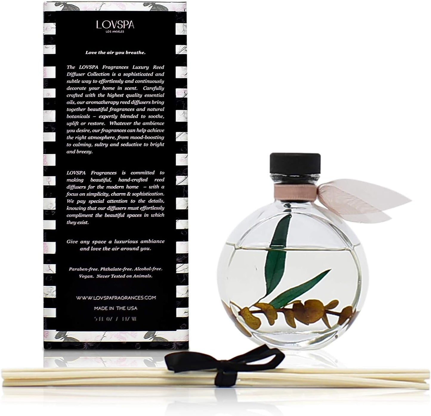 LOVSPA Reed Diffuser Set, Winter Woods Scented Oil Diffuser with Sticks, Home Fragrance Accessories for Bathroom Shelf Decor, Aroma Diffusers for Home or Office Desk, USA Made