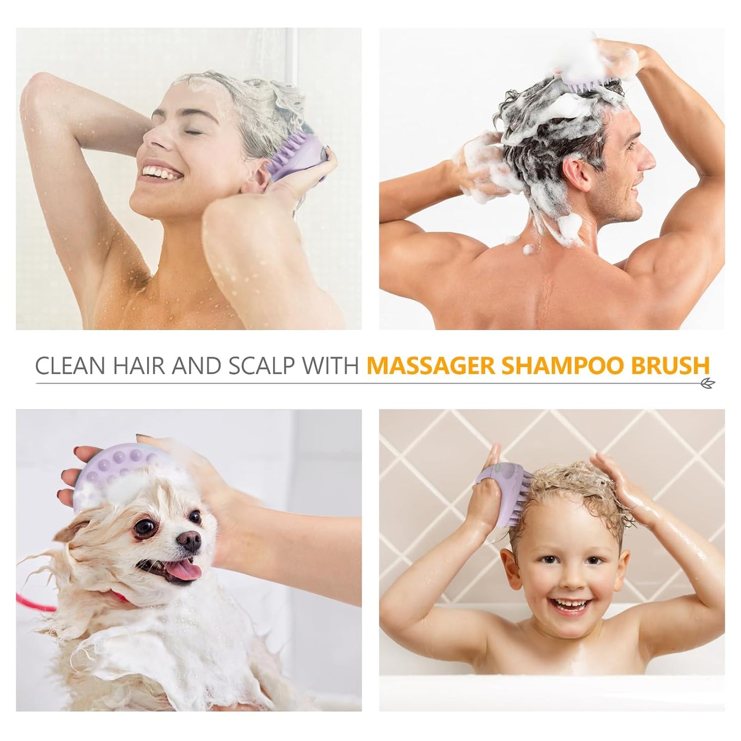 Sndyi Scalp Massager Shampoo Brush, Scalp Scrubber with Soft Silicone Bristles, Scalp Exfoliator for Dandruff Removal, Scalp Massager for Hair Growth, Wet Dry Hair Brush for Scalp Care, Taro Purple