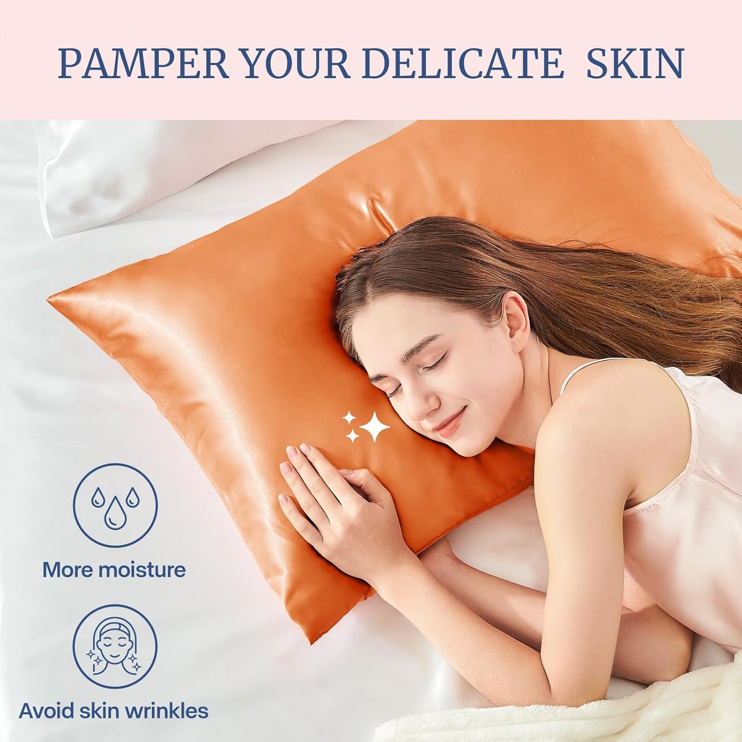 BEDELITE Satin Pillowcase for Hair and Skin, Super Soft Similar to Silk Pillow Cases 4 Pack with Envelope Closure, Cooling Pillowcases for Women Men (20"x26" Standard Size, Burnt Orange)