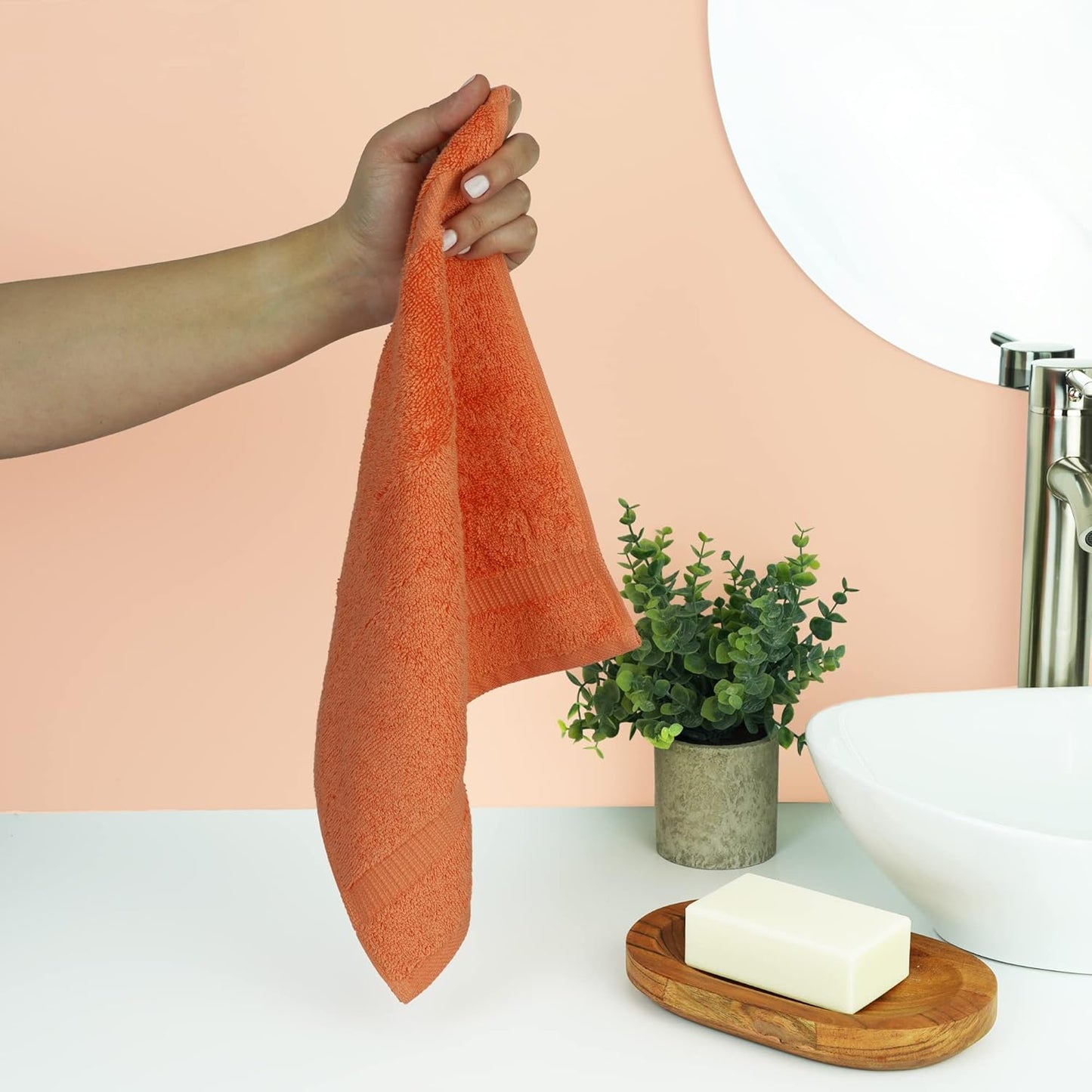 Chakir Turkish Linens | Hotel & Spa Quality 100% Cotton Premium Turkish Towels | Soft & Absorbent (Personalized 3-Piece Towel Set, Coral)