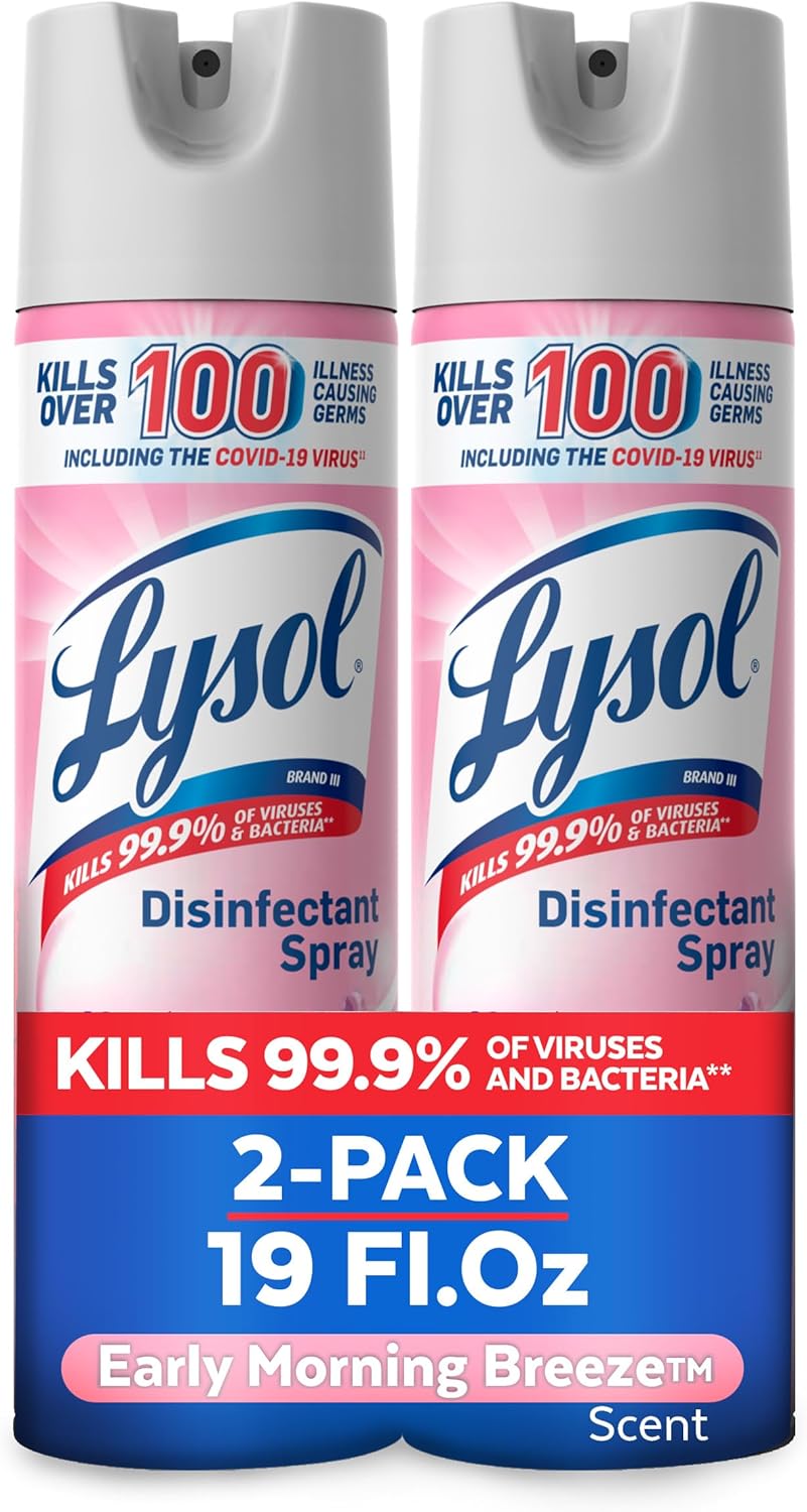 Lysol Disinfectant Spray, Sanitizing And Antibacterial Spray, For Disinfecting And Deodorizing, Early Morning Breeze, 19 Fl Oz (Pack Of 2), Packaging May Vary