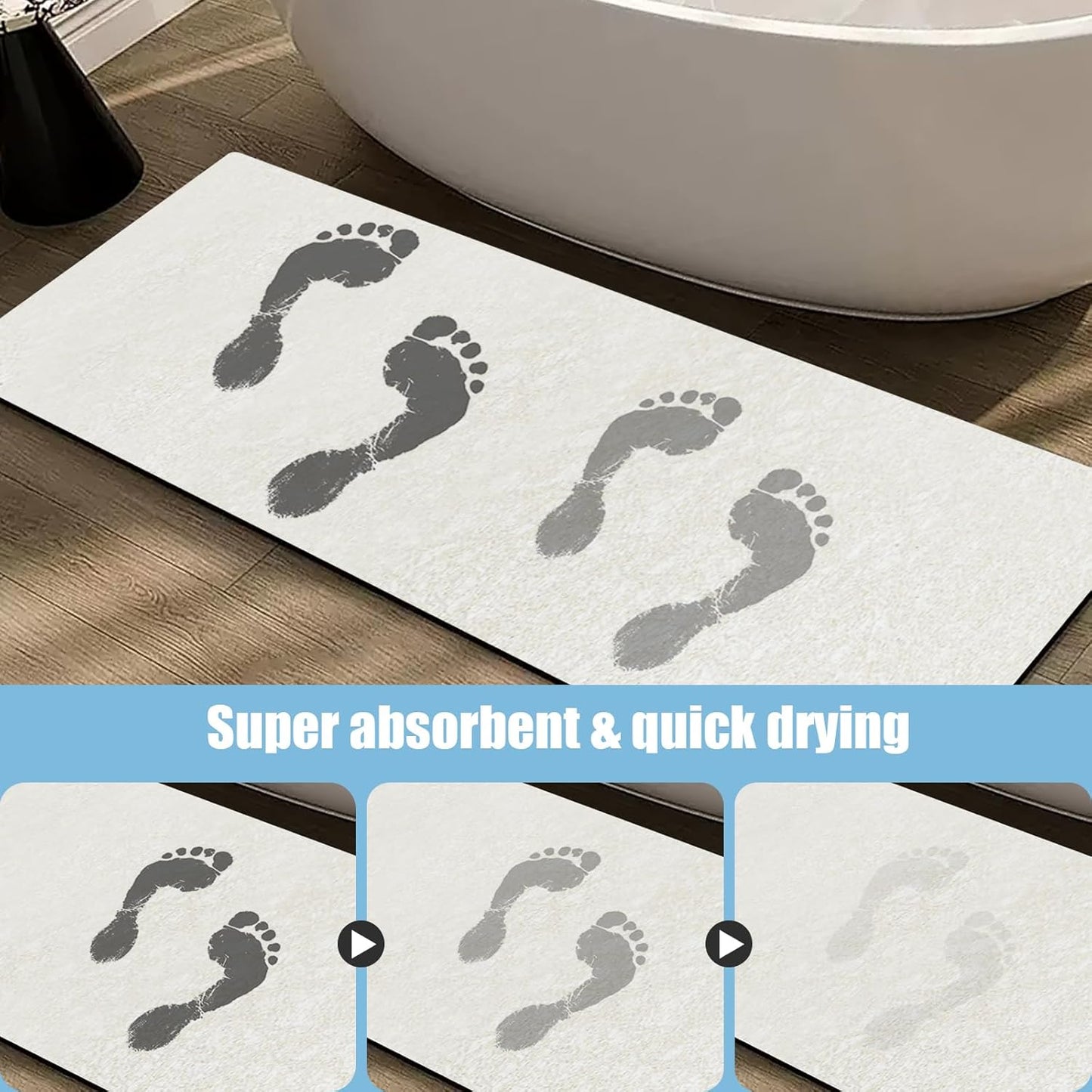 Diatomaceous Earth Bath mat Bathroom Rugs Super Absorbent Quick Dry Non Slip Bath Mat Thin Bathroom Floor Mats Fit Under Door-Shower Rug for in Front of Bathtub Shower, Beige, 23.6"x47.2"