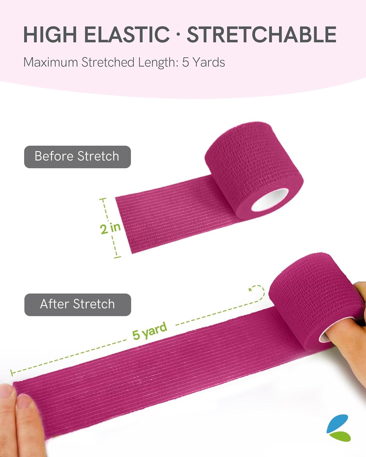 FriCARE Self Adhesive Bandage Wrap, Medical Tape in First Aid Kit, Cohesive Bandages for Wounds Sport Vet, 2 Inches X 5 Yards 6 Rolls, Magenta