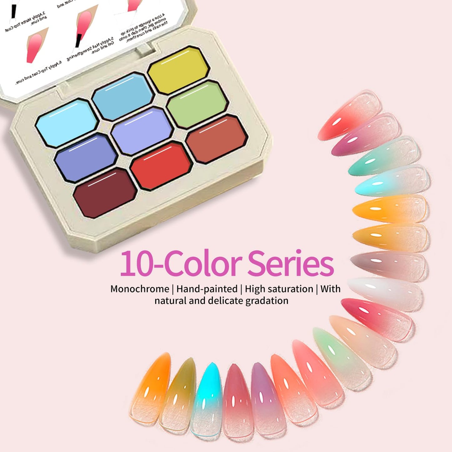 Ombre Nail Polish Set With 9-Color Combination, Soft And Easy To Shoot Effortlessly Creating Ombre Gel Dreamy Blending Effect Essential For Home Nail DIY (2)