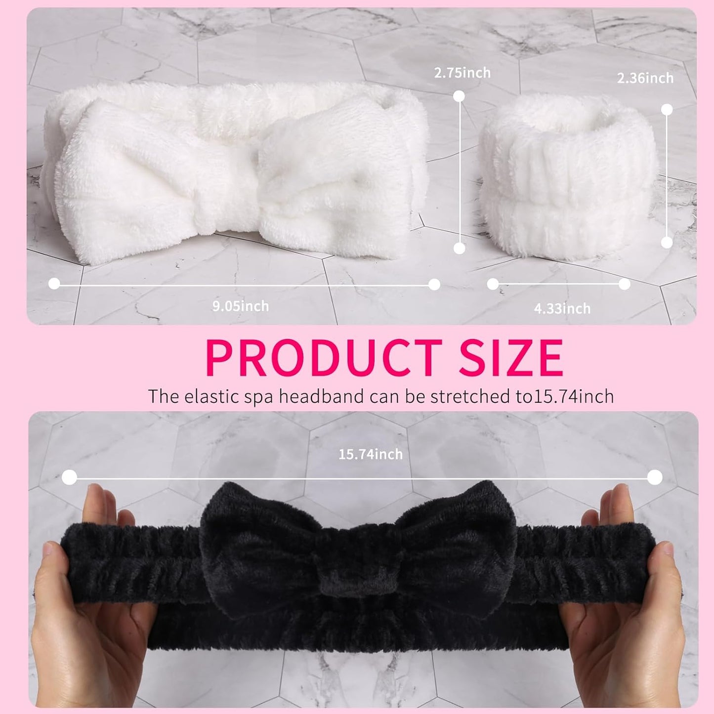 WSYUB Spa Wristbands and Headband Set for Face Washing, Self Care Gifts for Women & Teen Girls