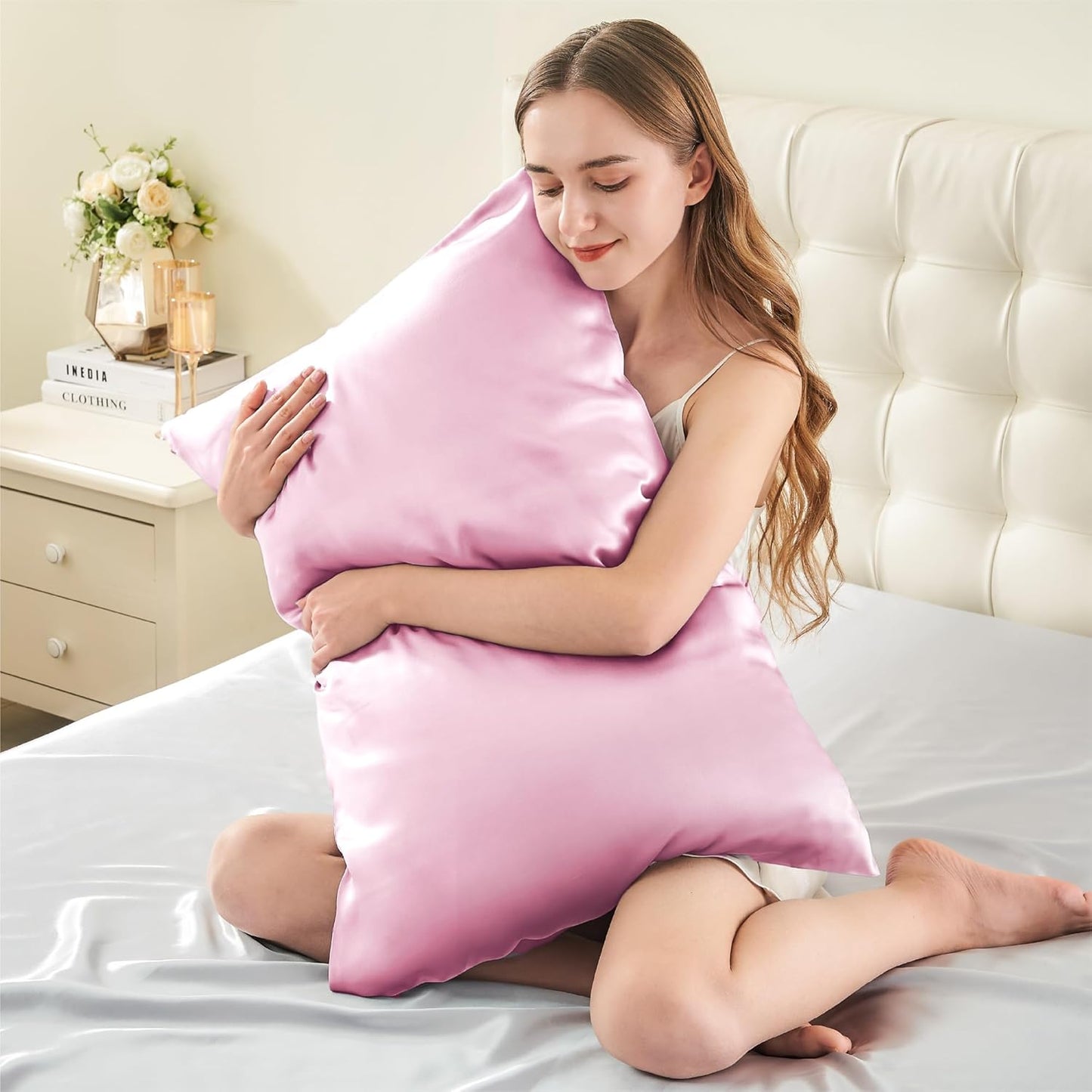 INFIIXSO Mulberry Silk Pillow Case King Size, Silk Pillowcase with Hidden Zipper 20"x36", Extraordinary Smooth and Soft Pillow Cases for Hair and Skin(Pink, 1 Pack)