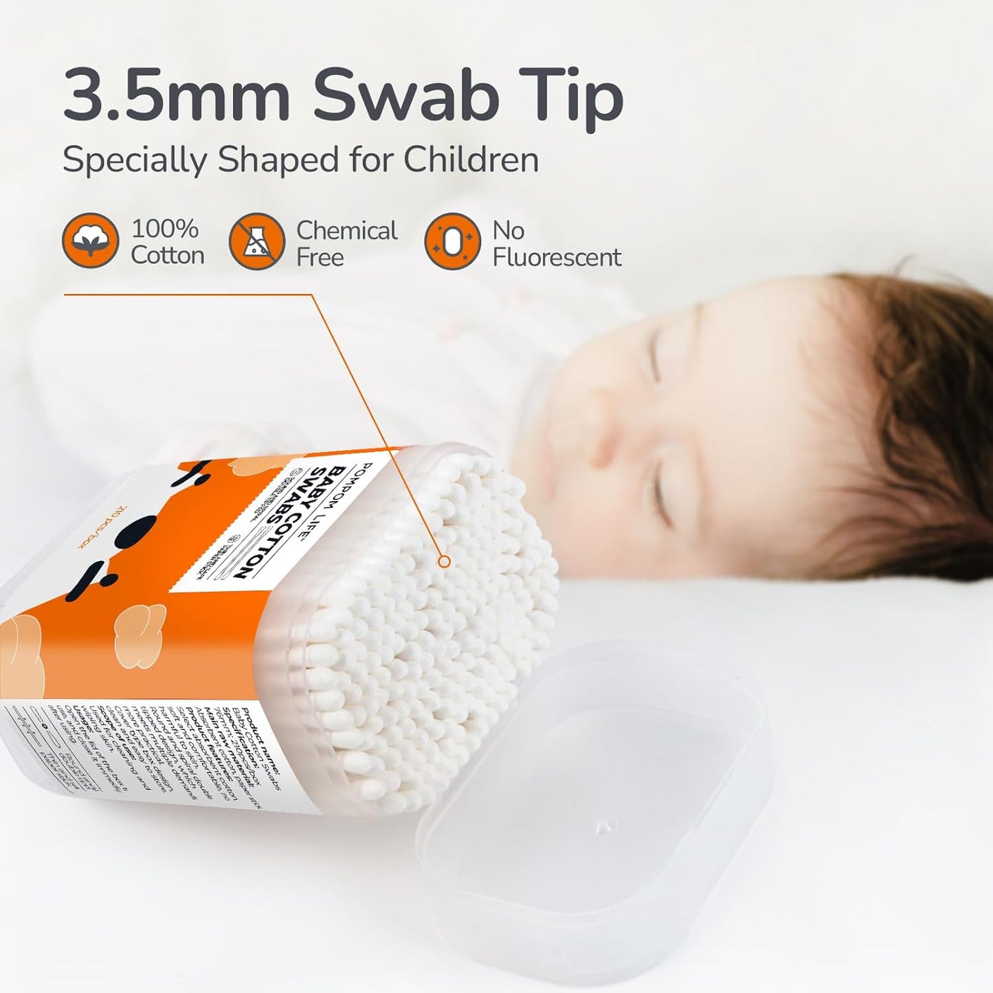 Baby Cotton Swabs 420 Count, Cotton Swabs For Personal Hygiene, Baby Safe Tips For Ear and Nose Clean With Biodegradable & Organic Cotton Buds, Double Tipped Safety Sticks, 100% Eco-Friendly