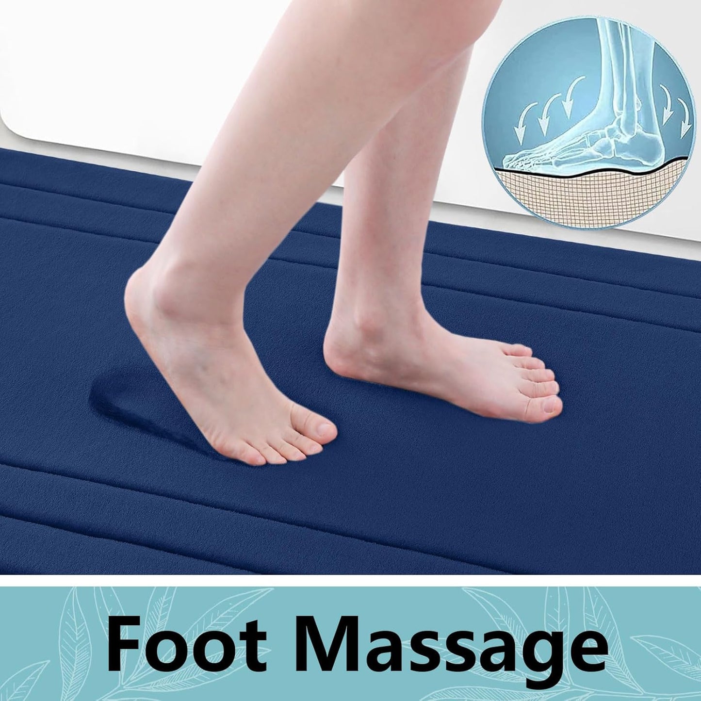 Arotive Memory Foam Bathroom Rug Mat 54x24, Ultra Soft and Absorbent Bath Mat, Machine Wash Dry, Comfortable Bath Rug Carpet for Bathroom Floor, Tub and Shower, Navy