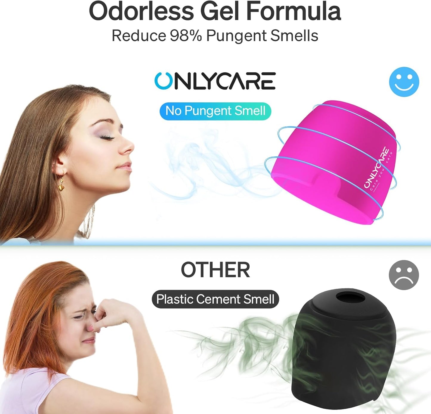 ONLYCARE Migraine Relief Cap, Upgraded Odorless Migraine Ice Head Wrap, Headache Relief Hat for Migraine, Hot-Pink